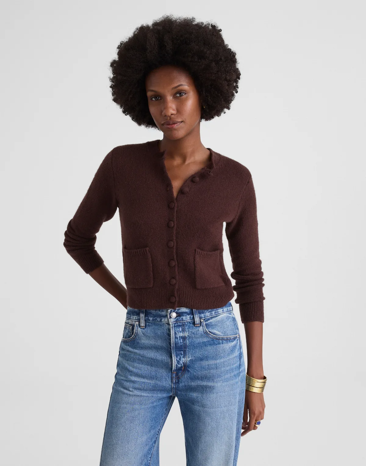 Patch-Pocket Cotton-Blend Cardigan