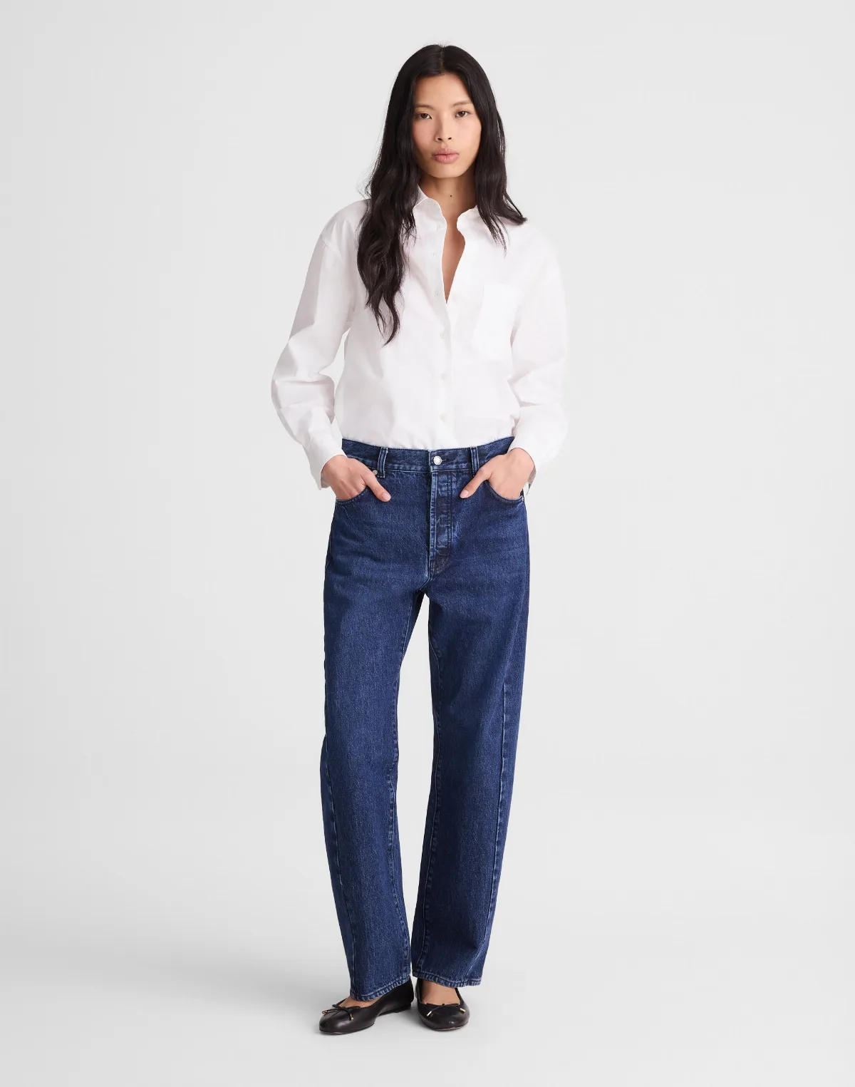 Pieced Barrel-Leg Jeans