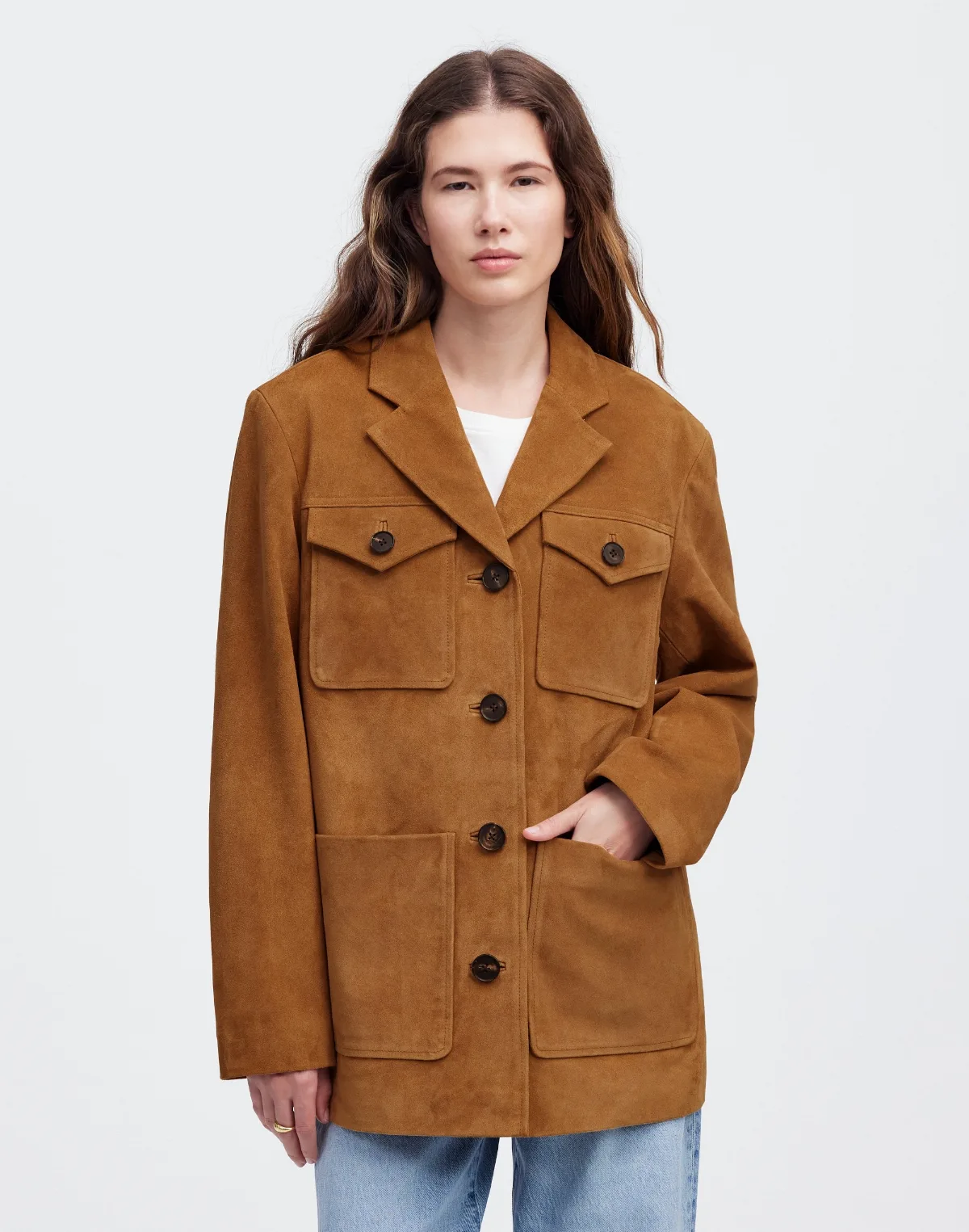 Long Chore Blazer in Suede