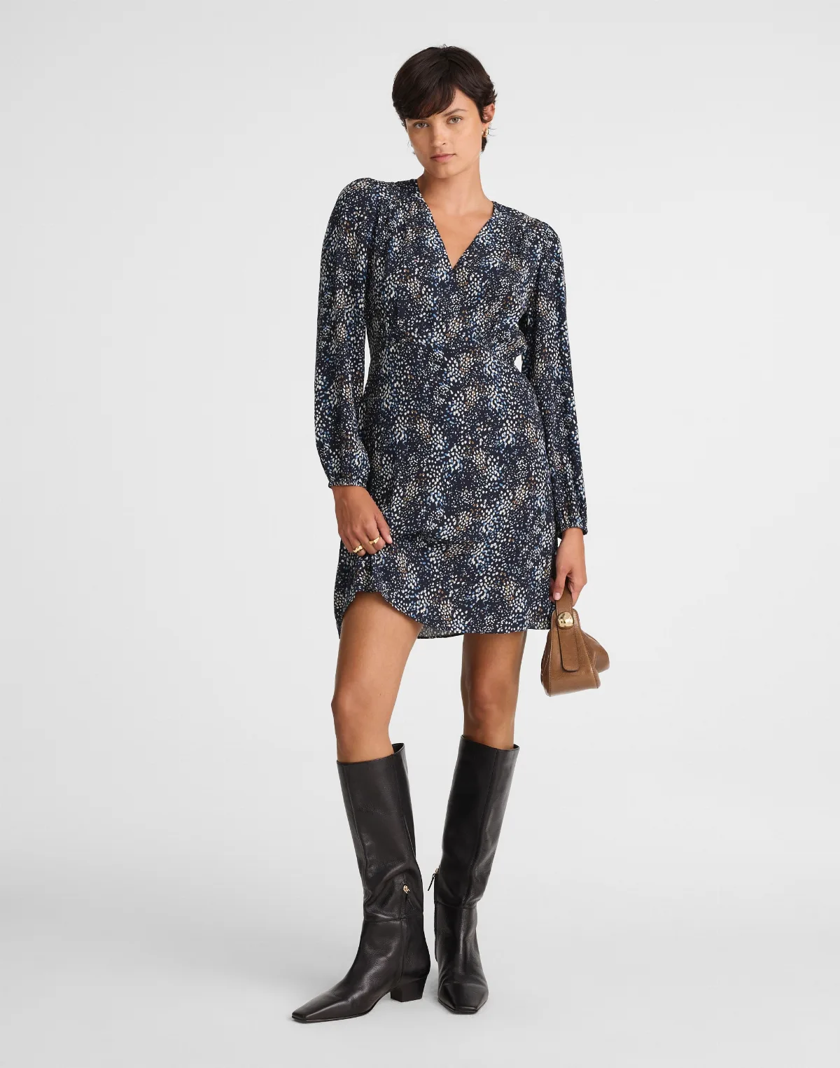 Faux-Wrap Midi Dress in Floral