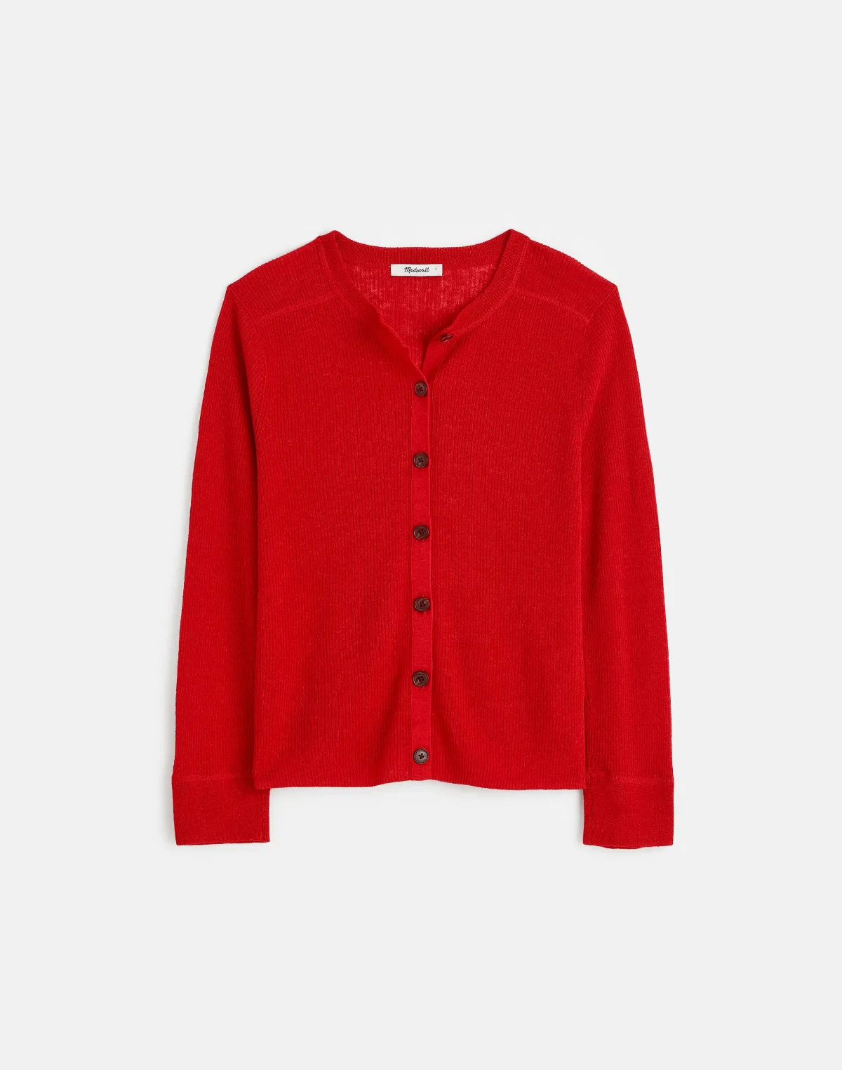 Linen-Blend Crewneck Cardigan by MW