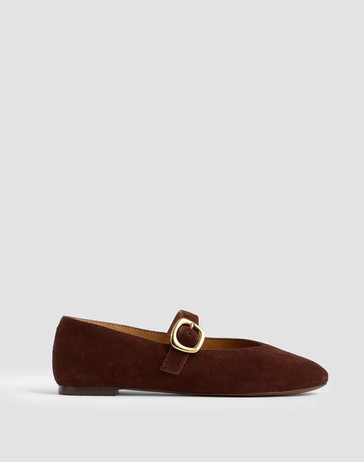 The Remy Puffy-Buckle Mary Jane Flat in Suede
