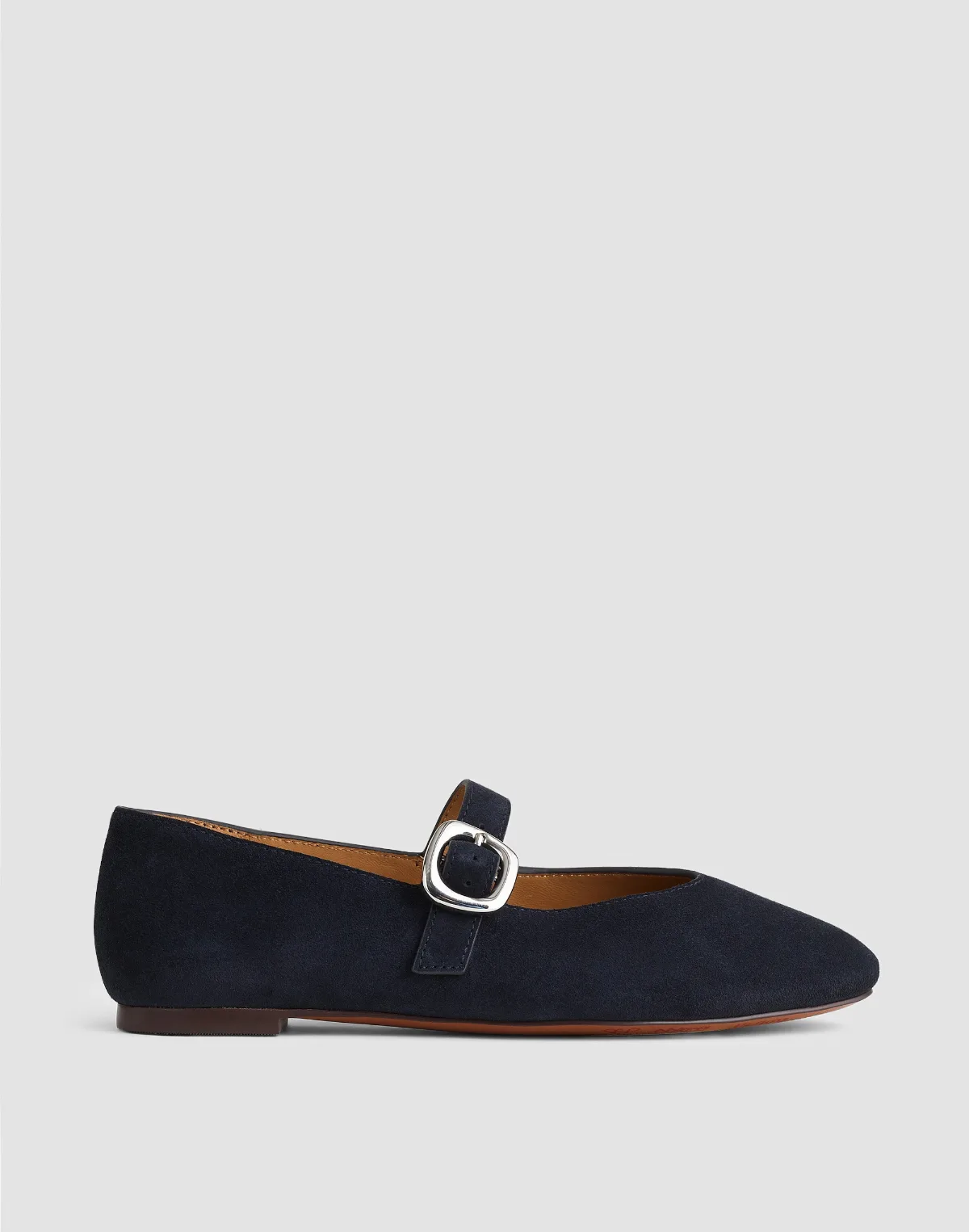 The Remy Puffy-Buckle Mary Jane Flat in Suede