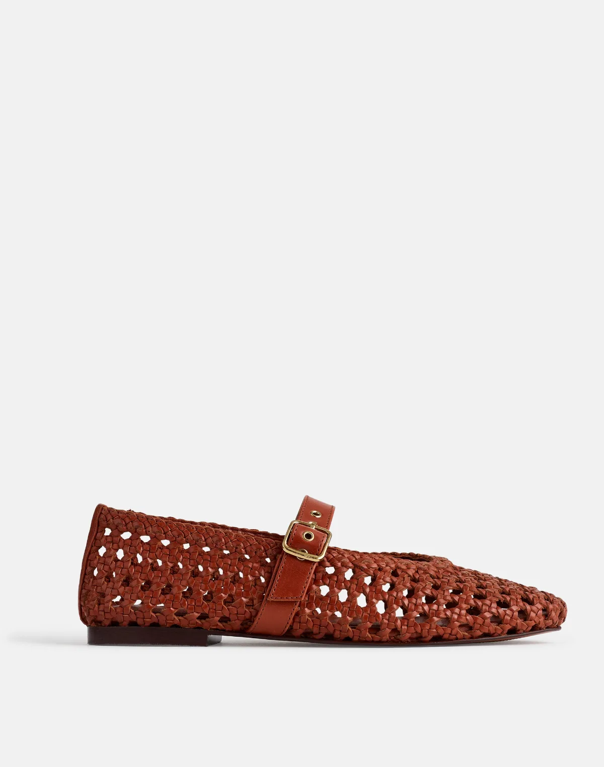 The Remy Mary Jane Flat in Woven Leather