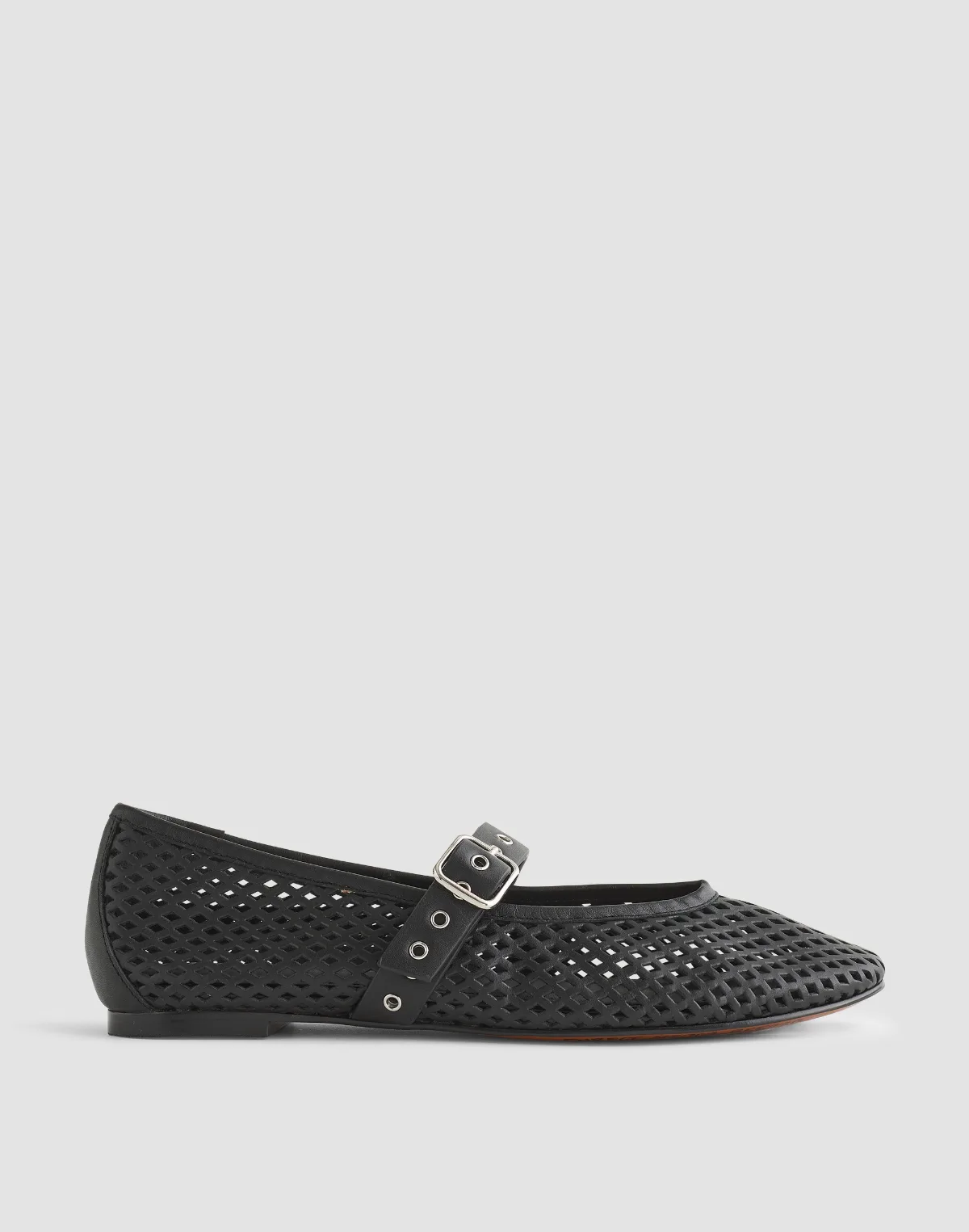 The Remy Mary Jane Flat in Perforated Leather