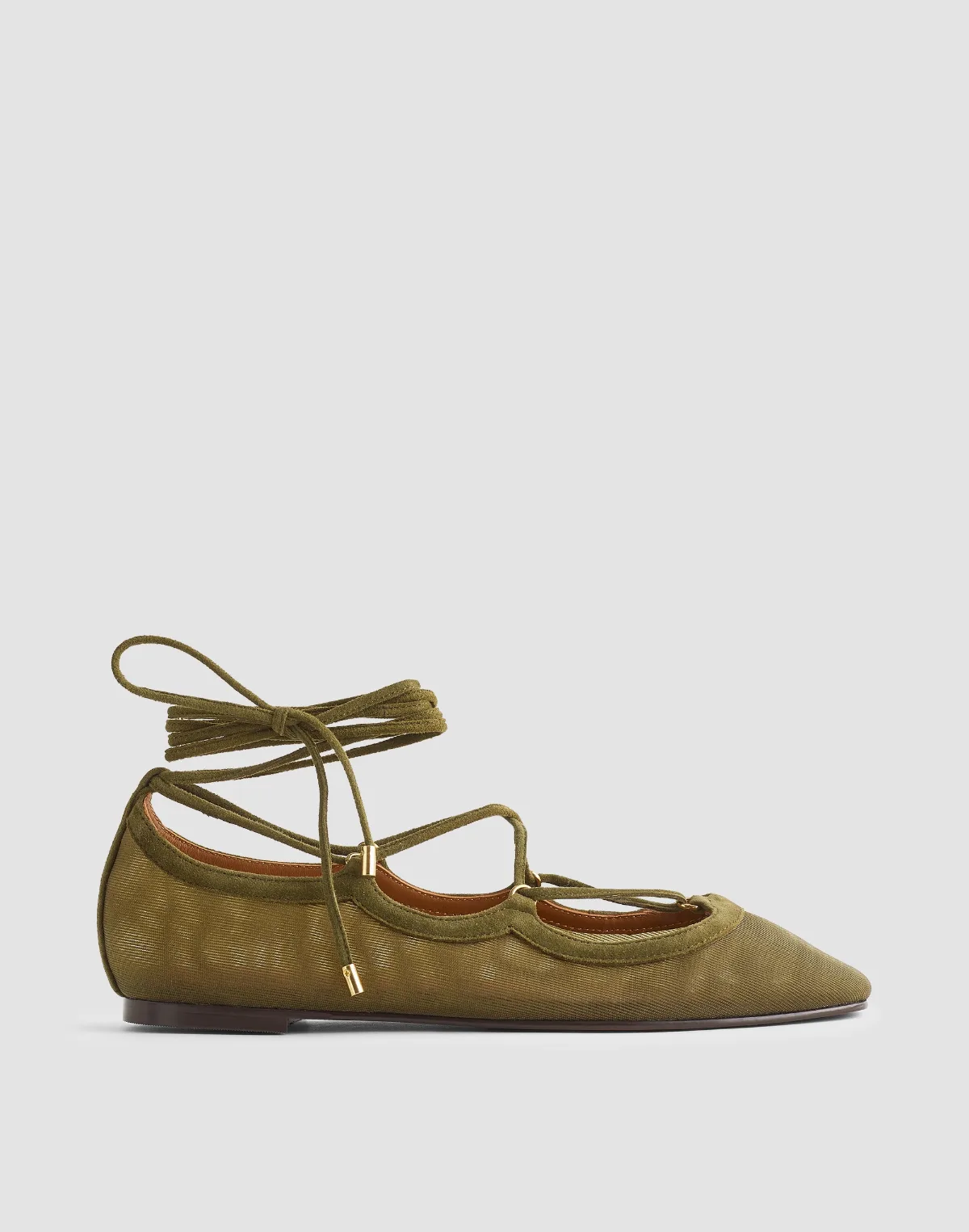 The Greta Lace-Up Ballet Flat in Mesh by MW