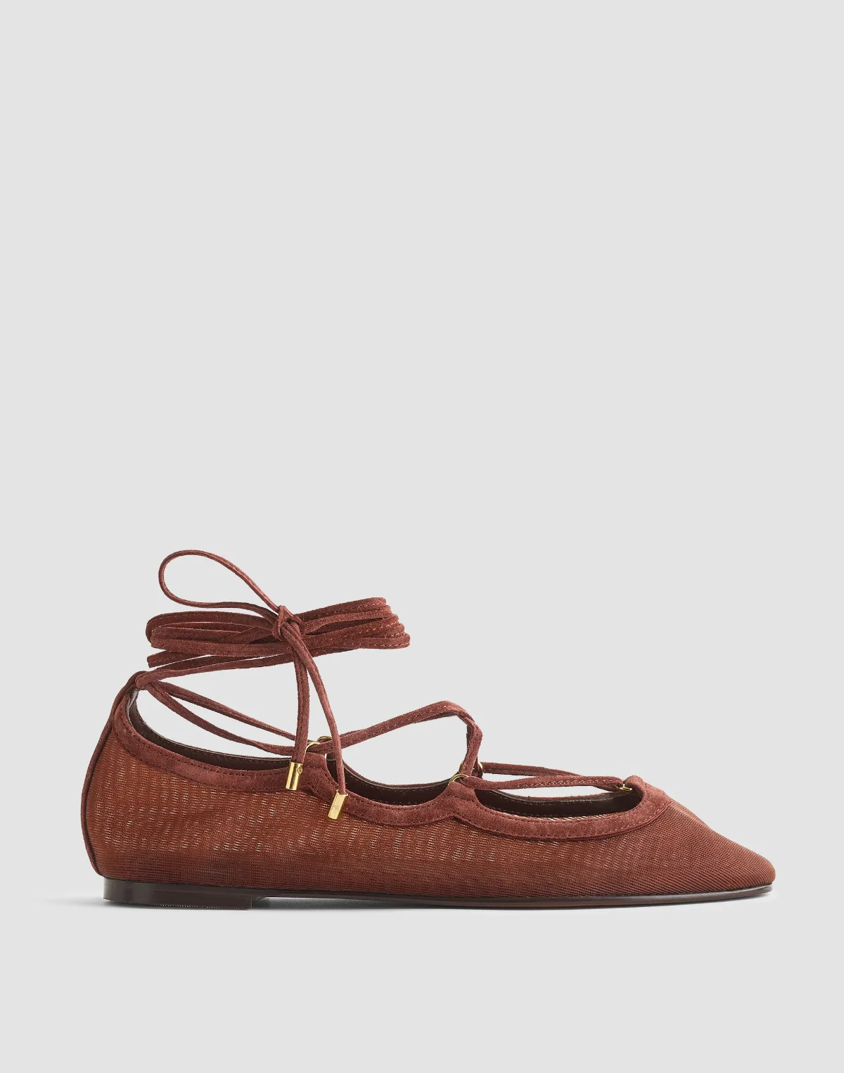 The Greta Lace-Up Ballet Flat in Mesh