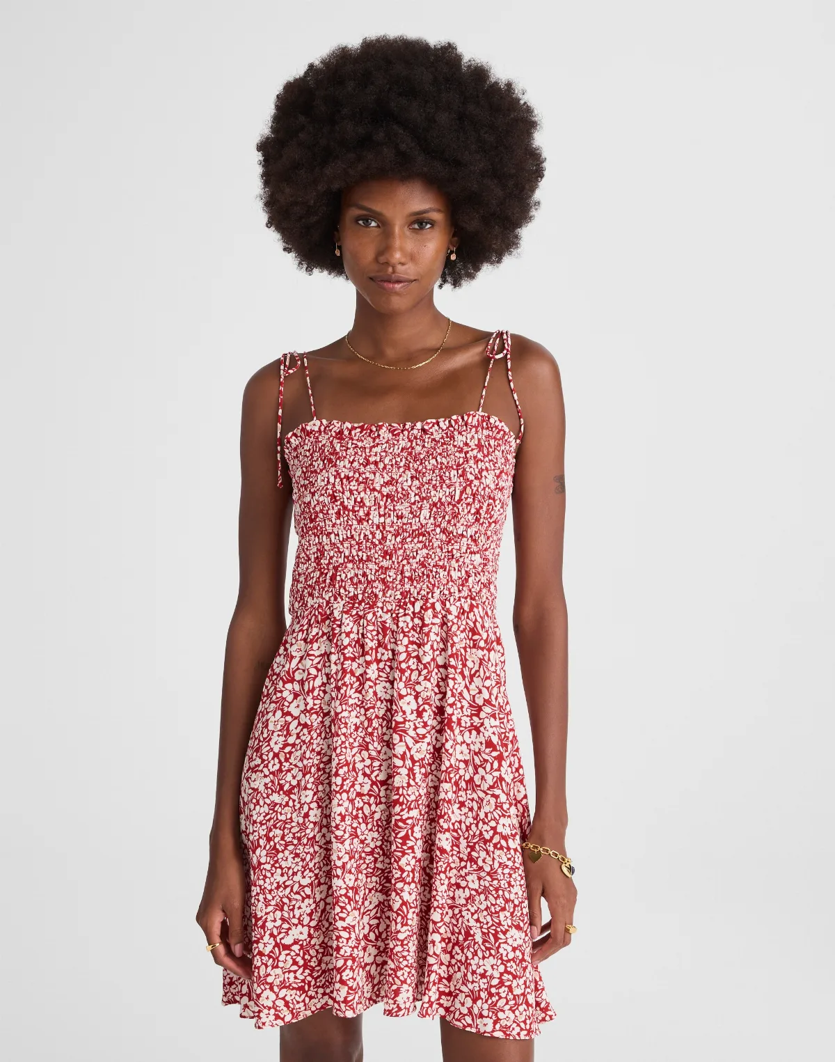 Tie Shoulder Mini Dress in Floral