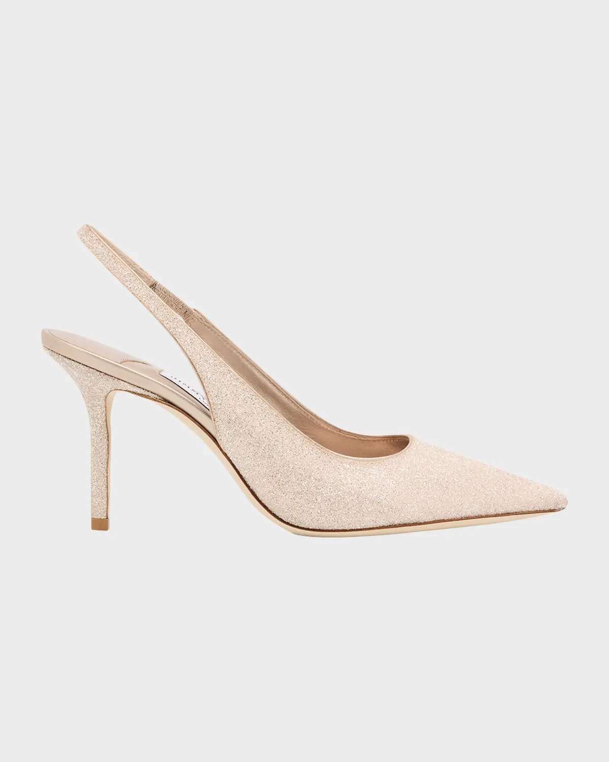 85mm Love Glittered Leather Slingback Pumps