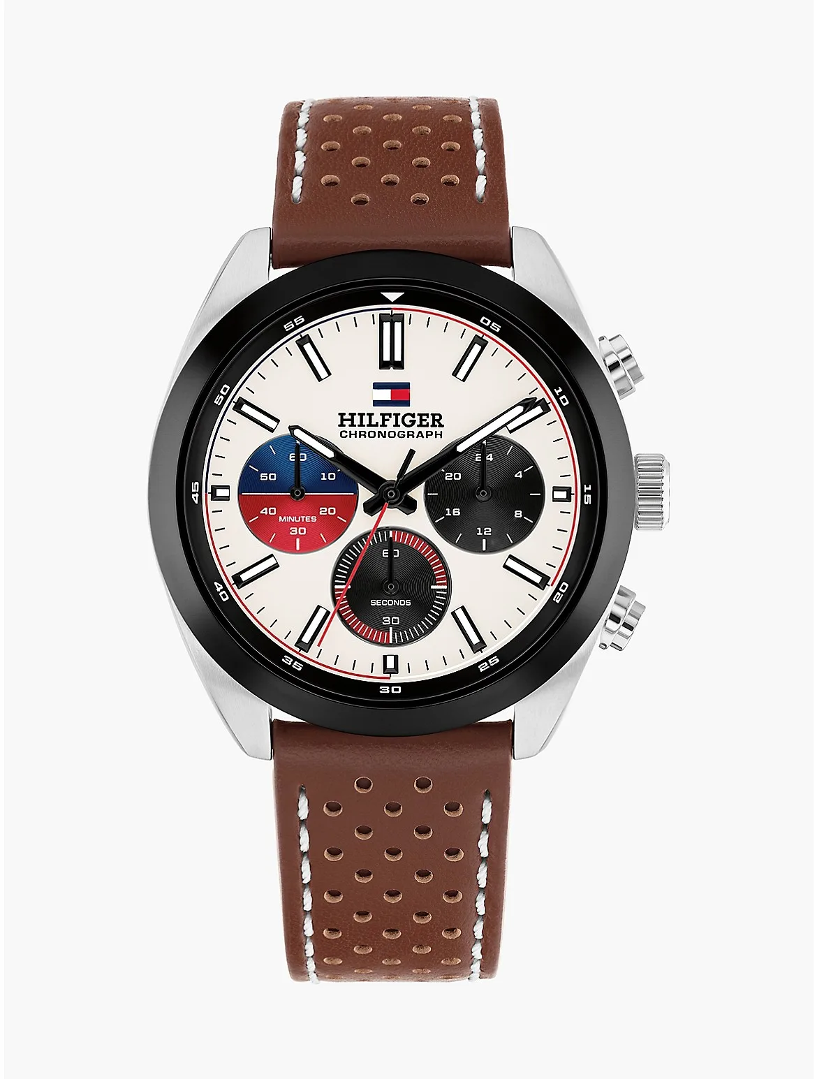 40MM Leather Strap Chronograph Watch