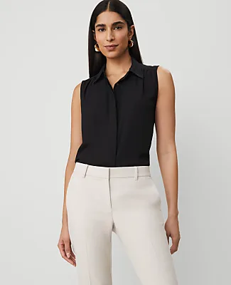 Shirred Yoke Sleeveless Shirt