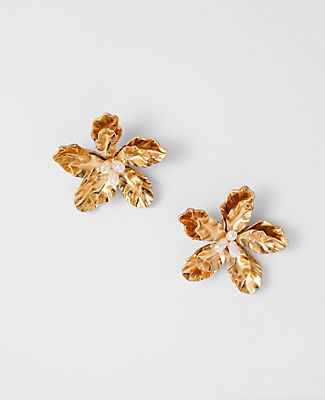 Pearl Flower Statement Stud Earrings