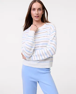 Weekend Striped Pointelle Sweater