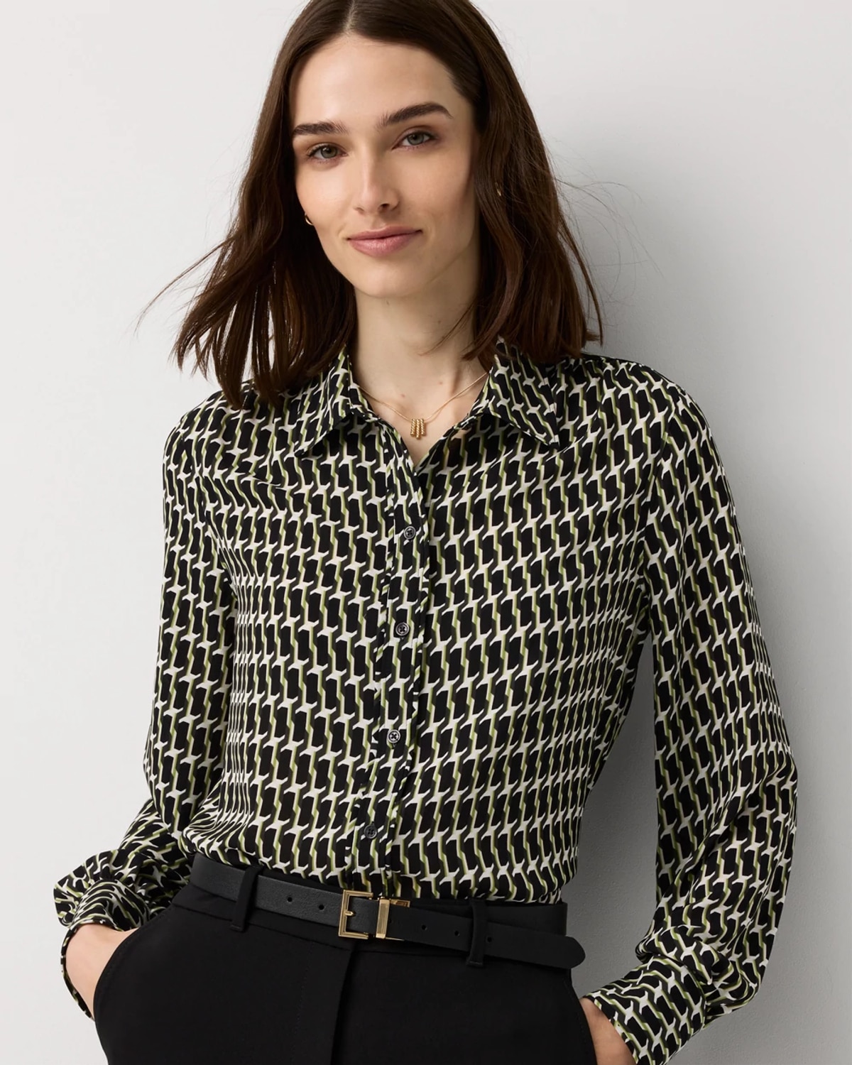 Soft Shirt with Piping by White House Black Market