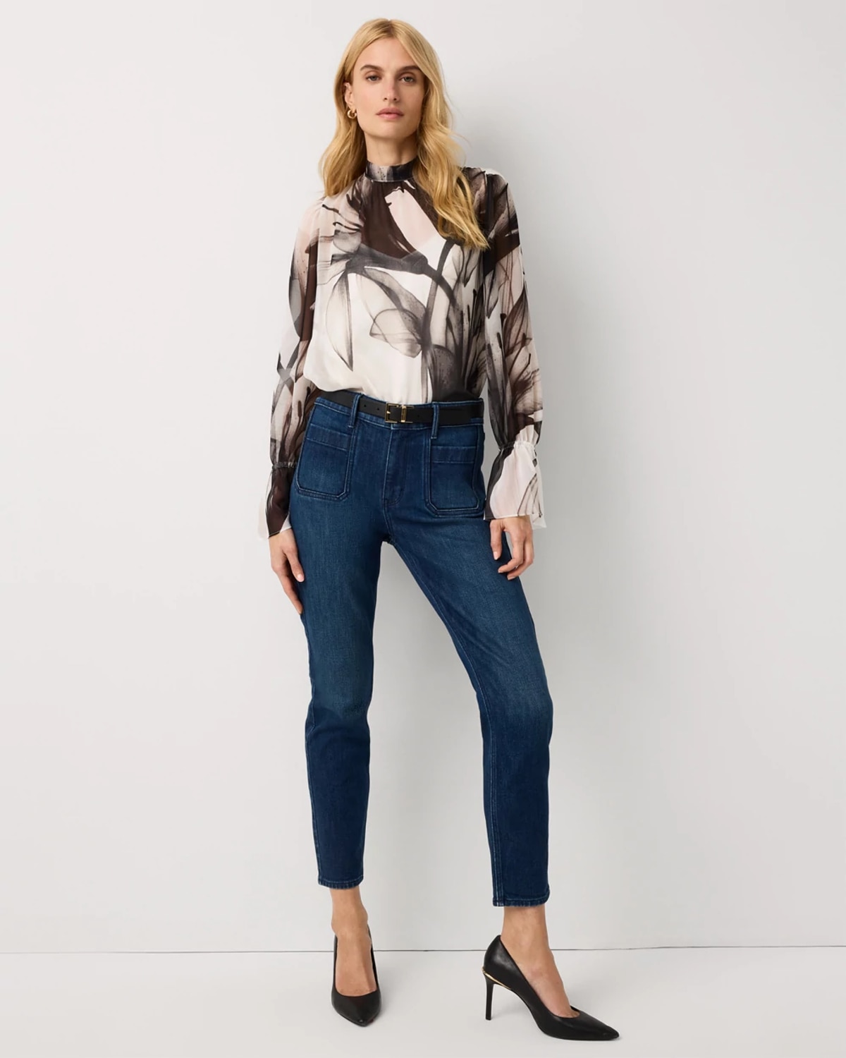 Patch Pocket High-Rise Skinny Jeans