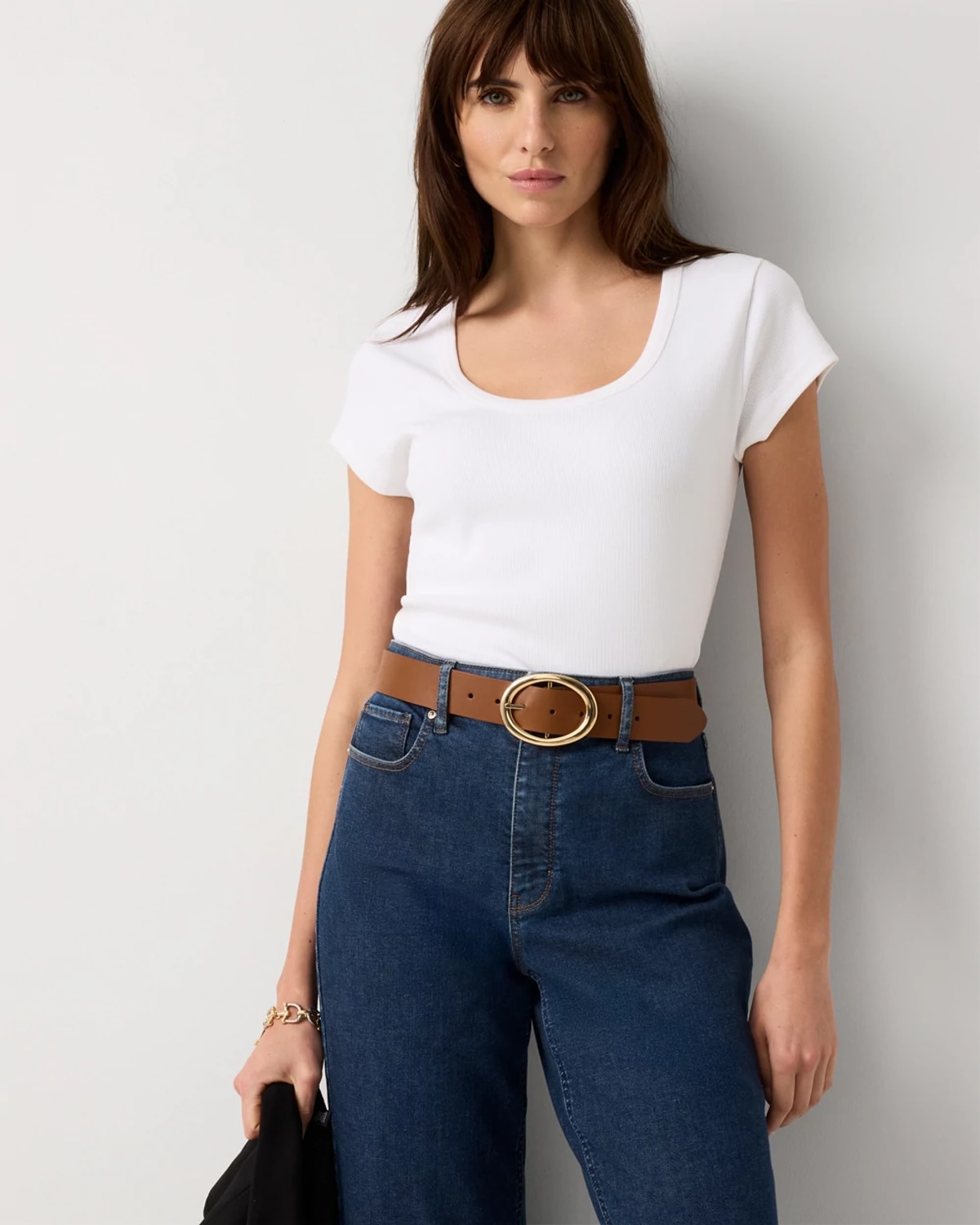 Ribbed Scoop Neck Tee