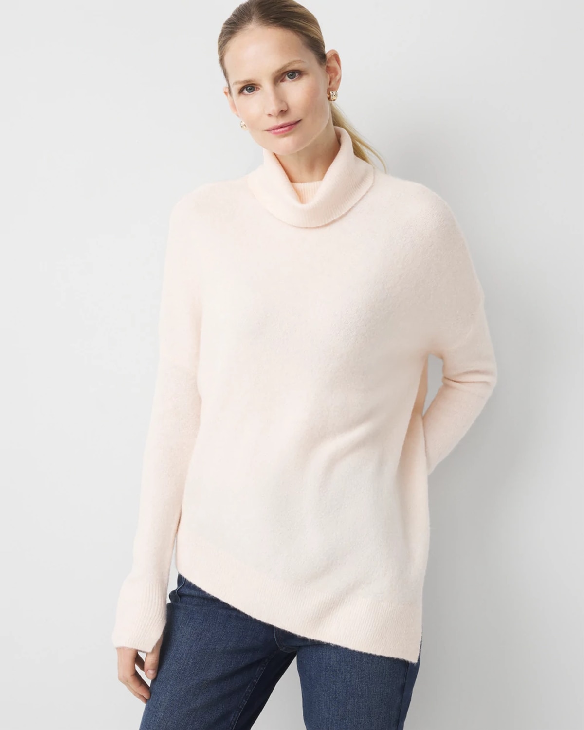 Asymmetrical Hem Turtleneck Sweater by White House Black Market