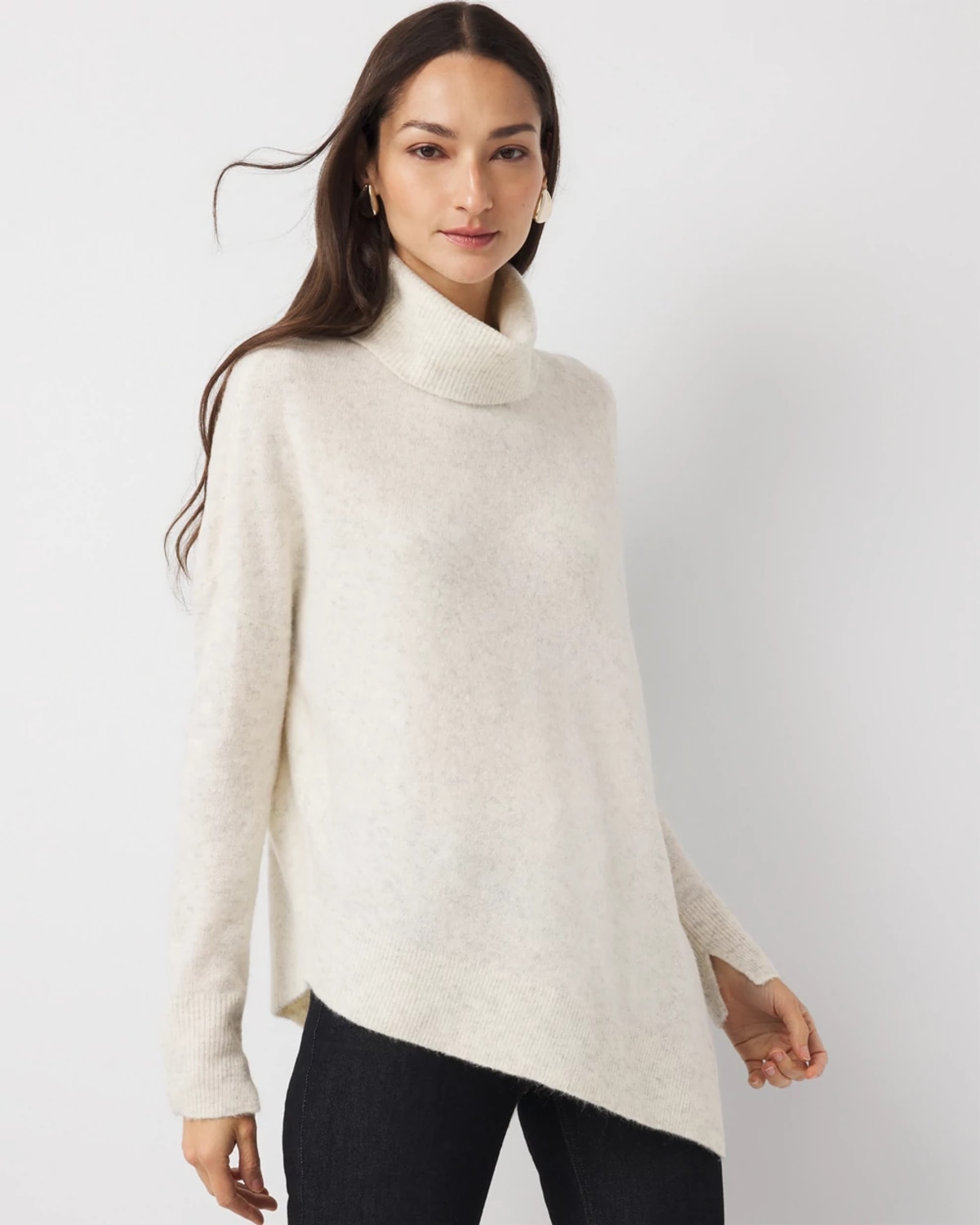 Asymmetrical Hem Turtleneck Sweater