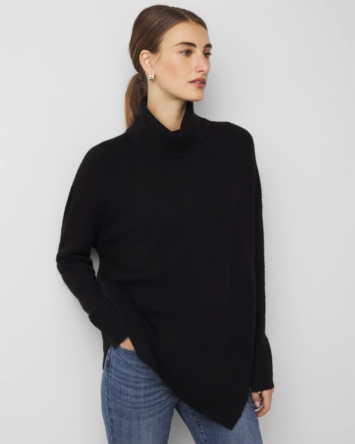 Asymmetrical Hem Turtleneck Sweater