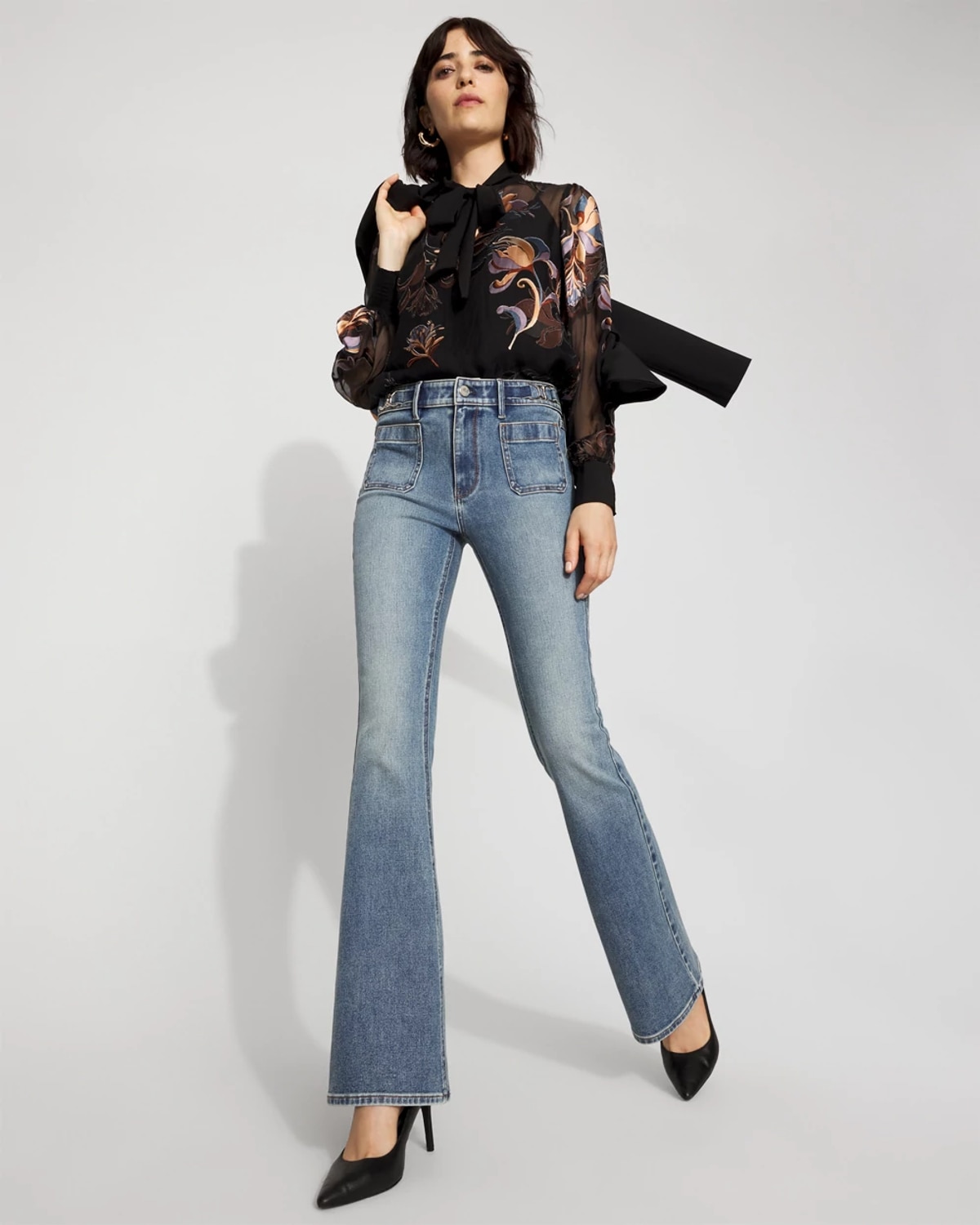 High-Rise Novelty Waistband Flare Jeans