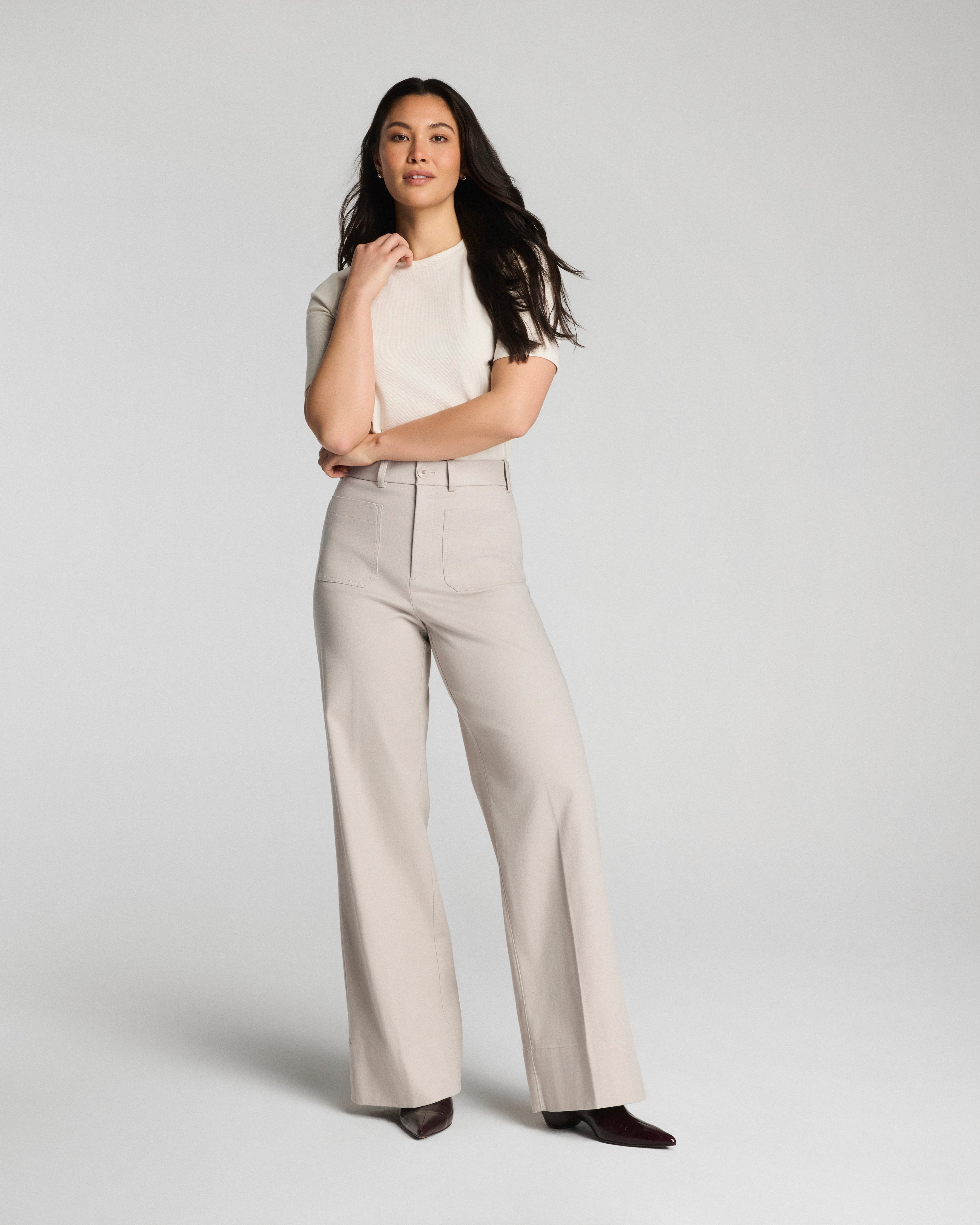 SPANXsupersmooth Stretch Twill Wide Leg Pants with Patch Pockets