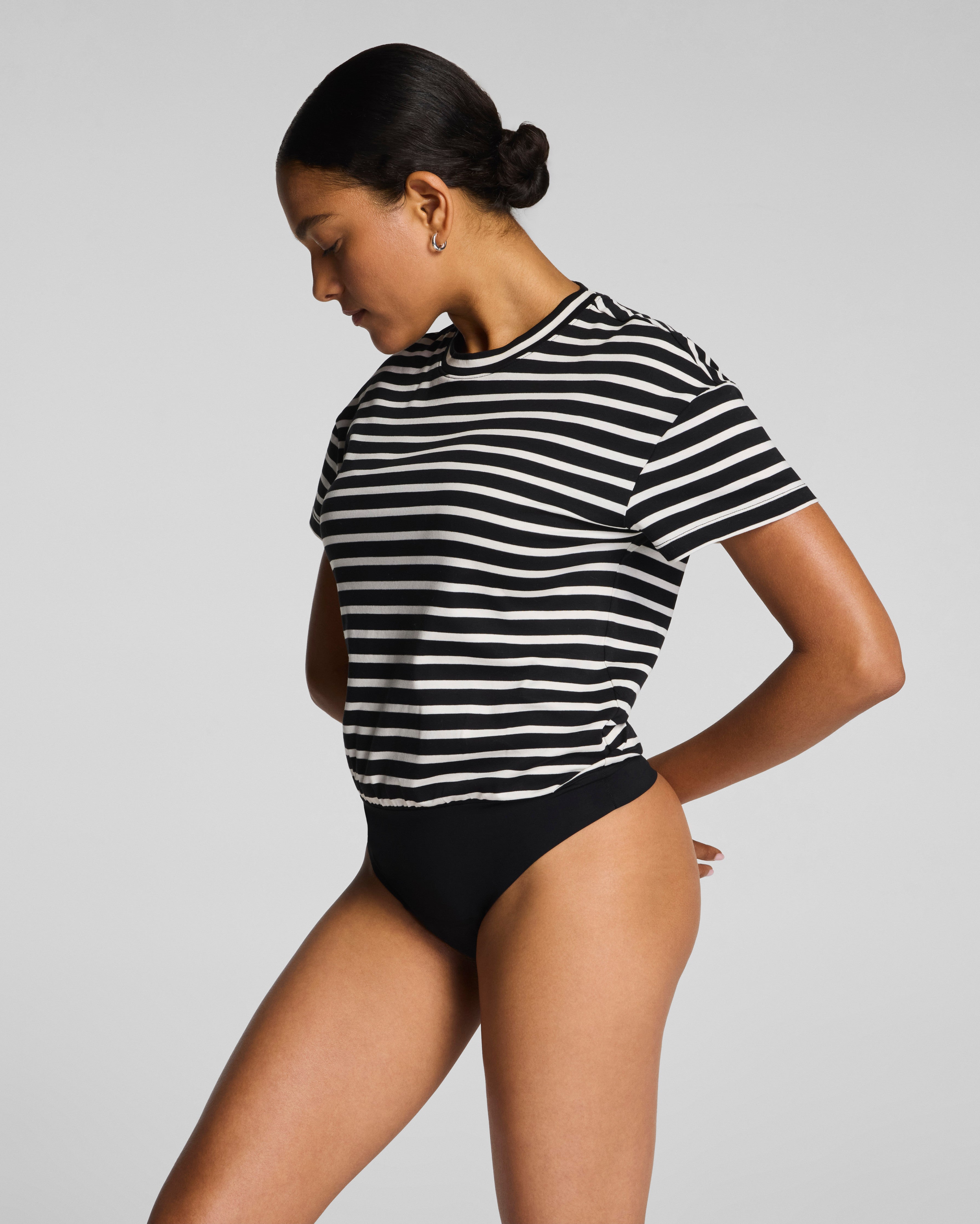 Lightweight Cotton Short Sleeve Crewneck Bodysuit by SPANX