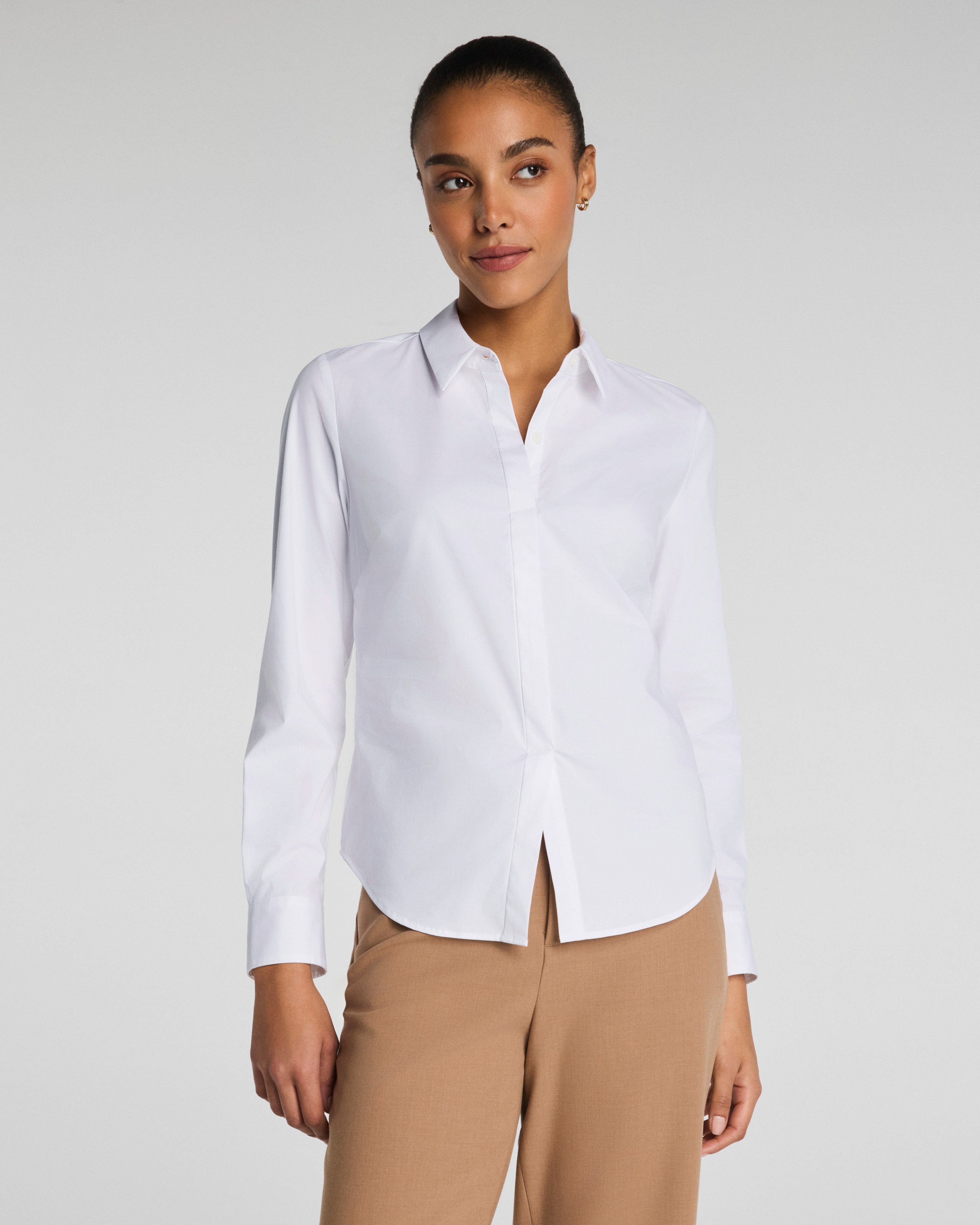 Poplin No-Gape Tailored Button Down in Classic
