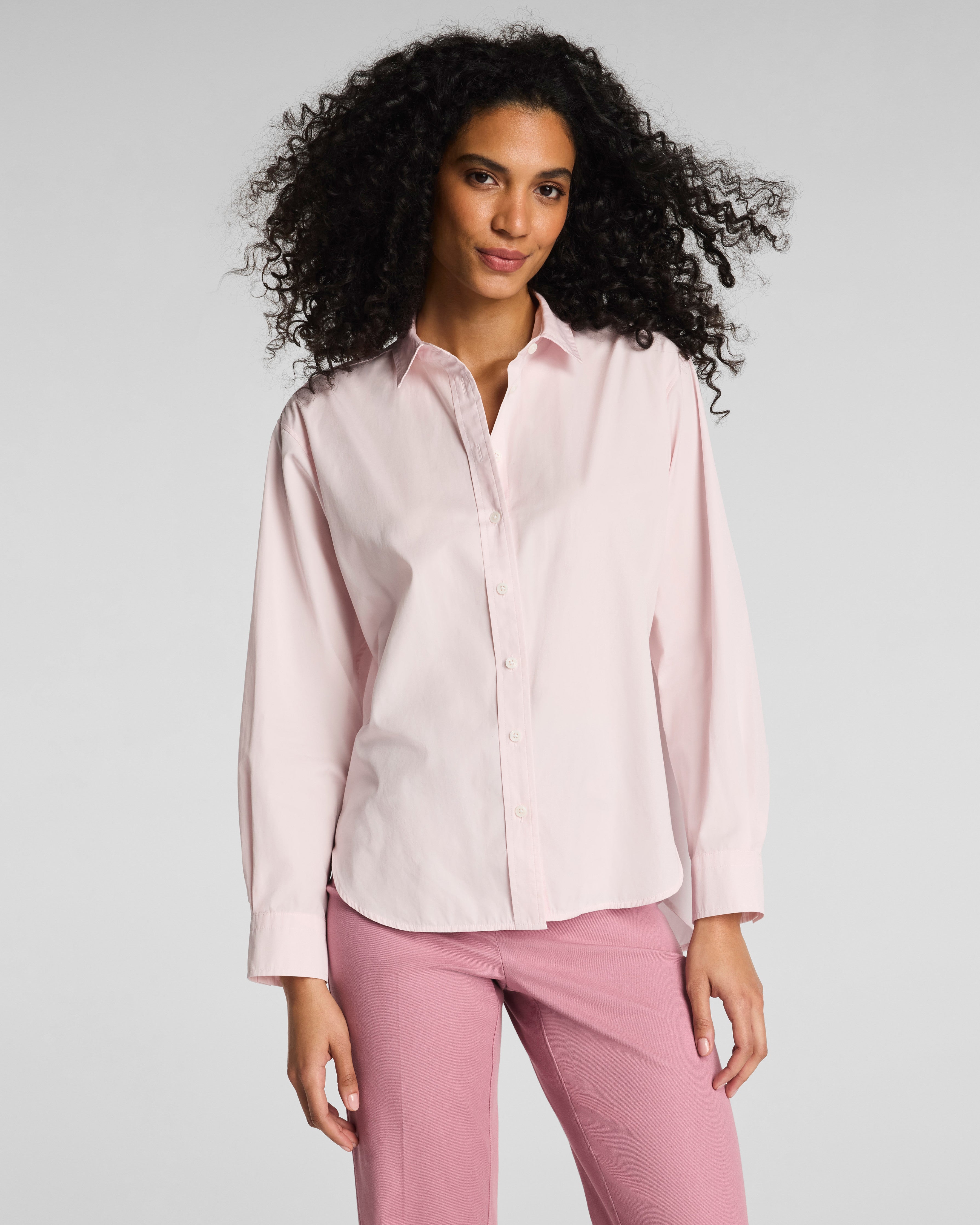 Poplin Oversized Button-Up Shirt in Powder Blush by SPANX