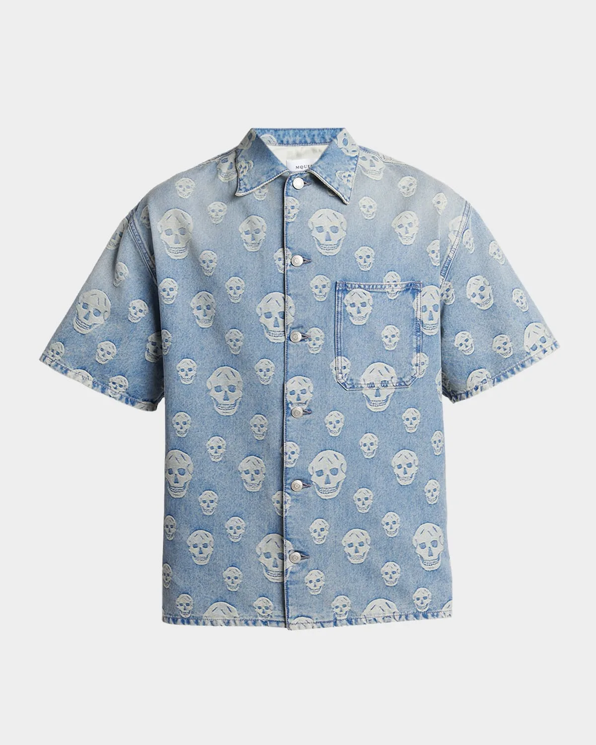 Denim Allover Skull Short-Sleeve Shirt