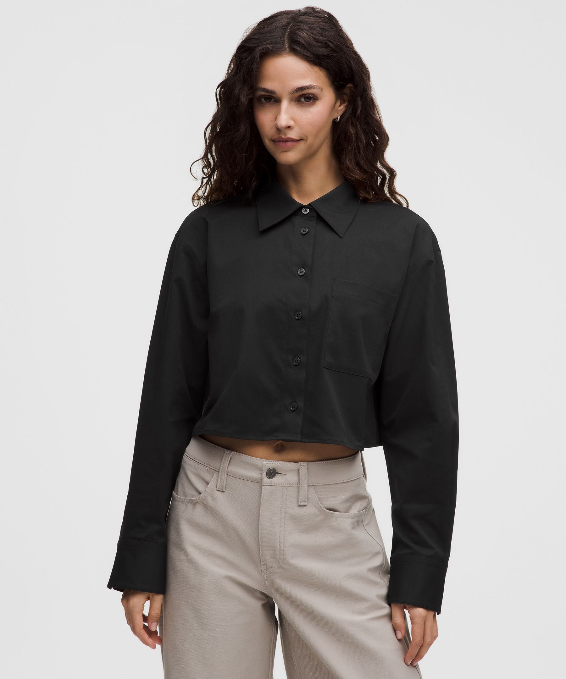 Woven Cropped Button-Up Long-Sleeve Shirt by lululemon