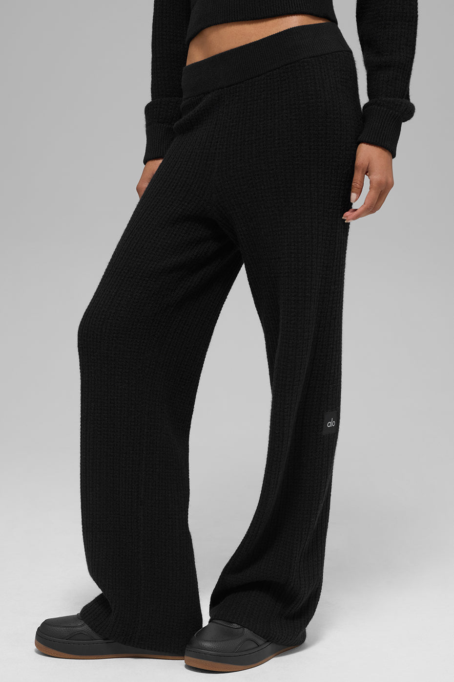Cashmere High-Waist Plush Waffle Pants by ALO