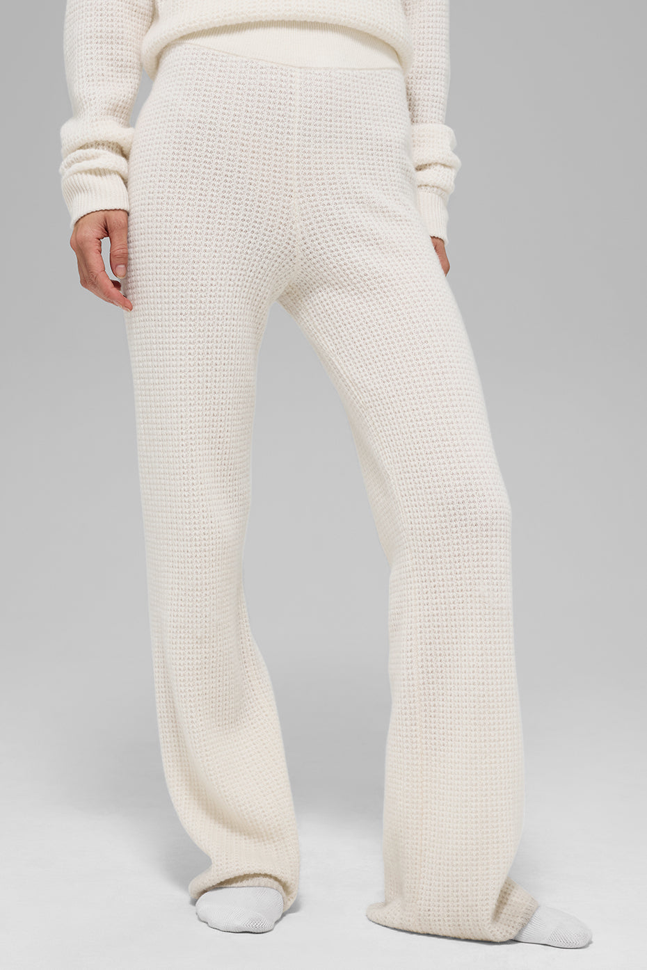 Cashmere High-Waist Plush Waffle Pants