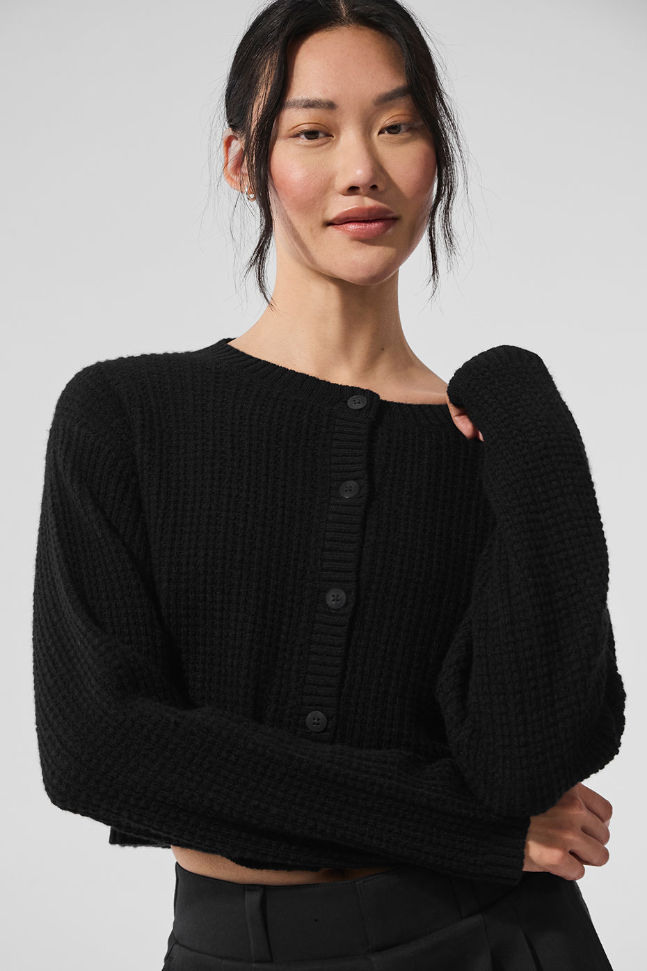 Cashmere Plush Waffle Cardigan Top