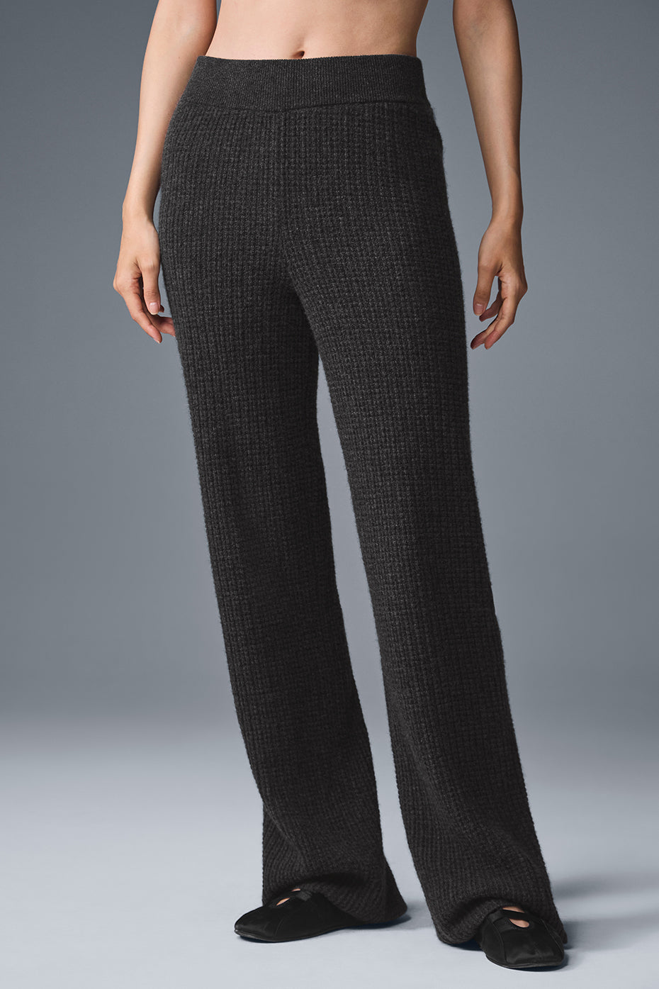 Cashmere High-Waist Plush Waffle Pants
