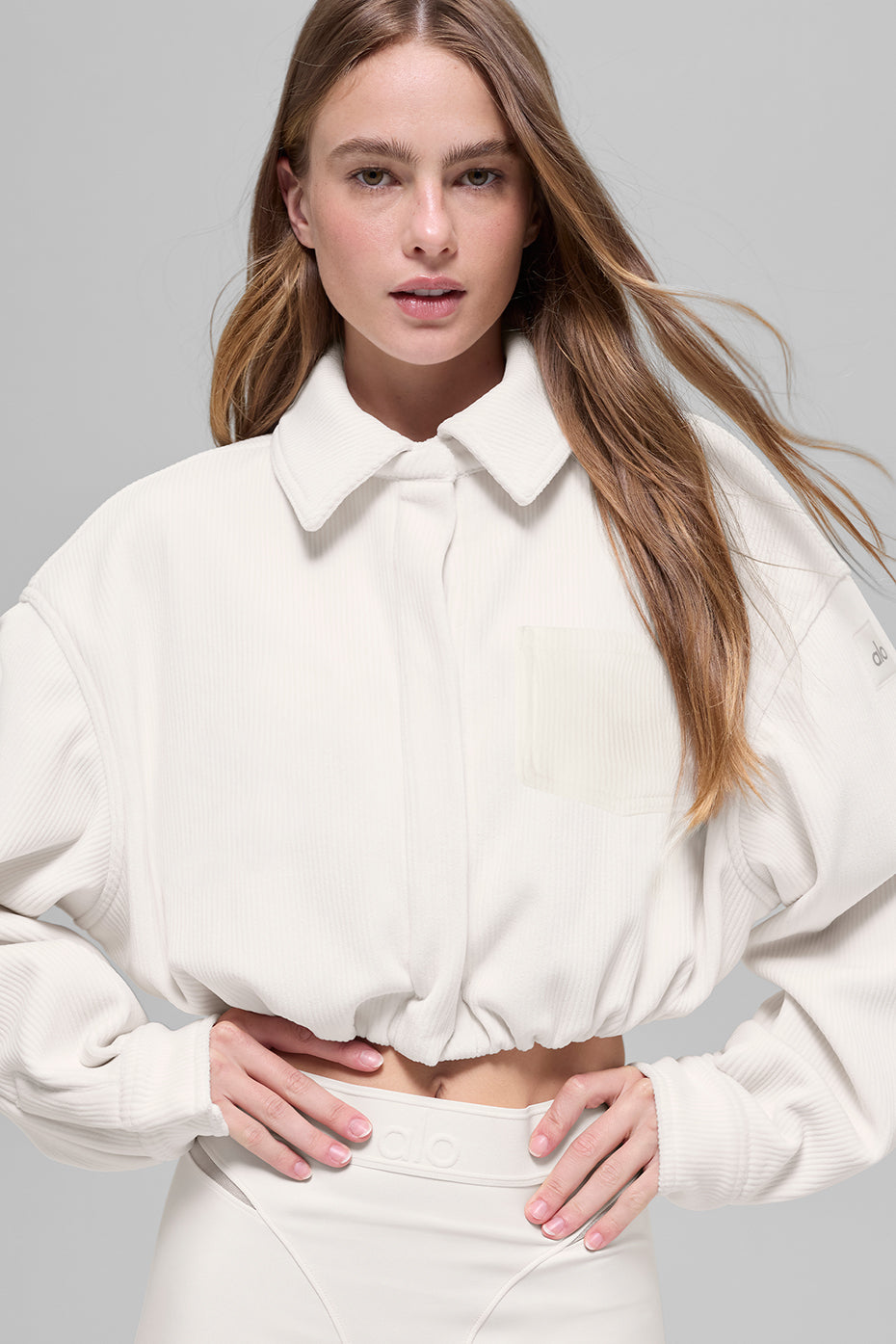 Ribbed Velour Cropped Mountain Side Jacket