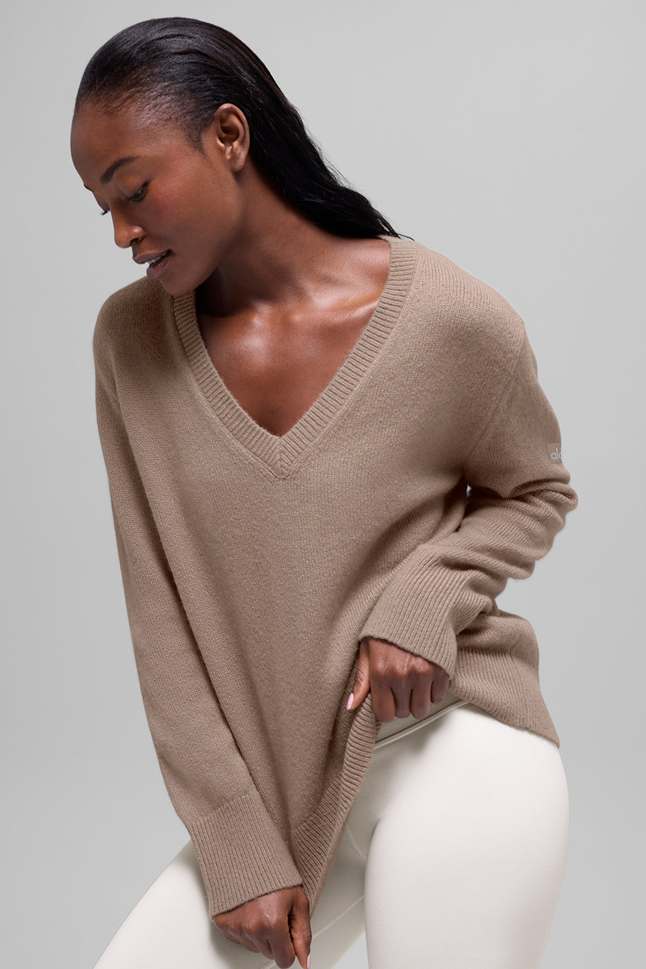 Wool Cashmere New Class Oversized V-Neck Sweater Top