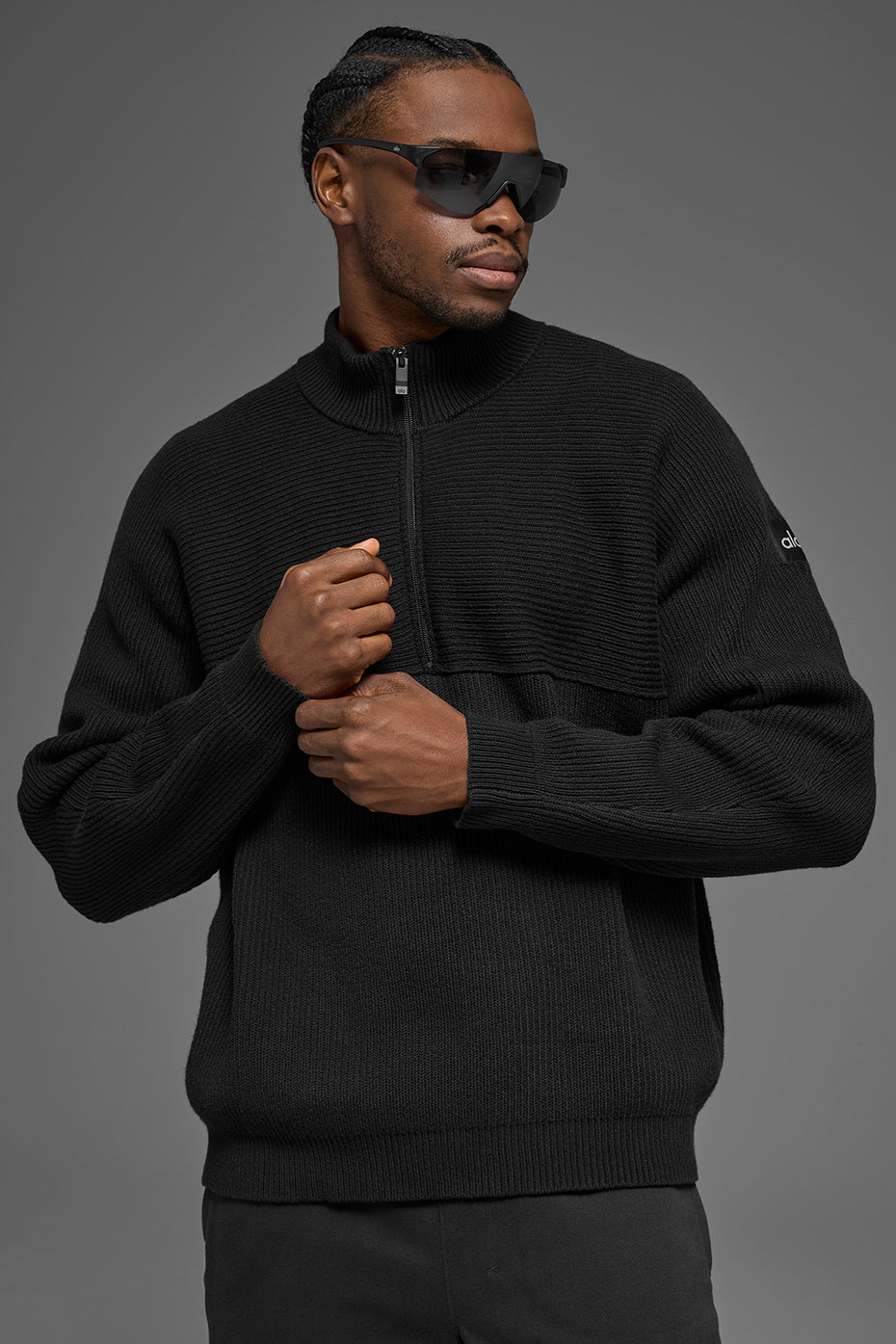 Domain Shift Rib Knit 1/4 Zip Sweater Top