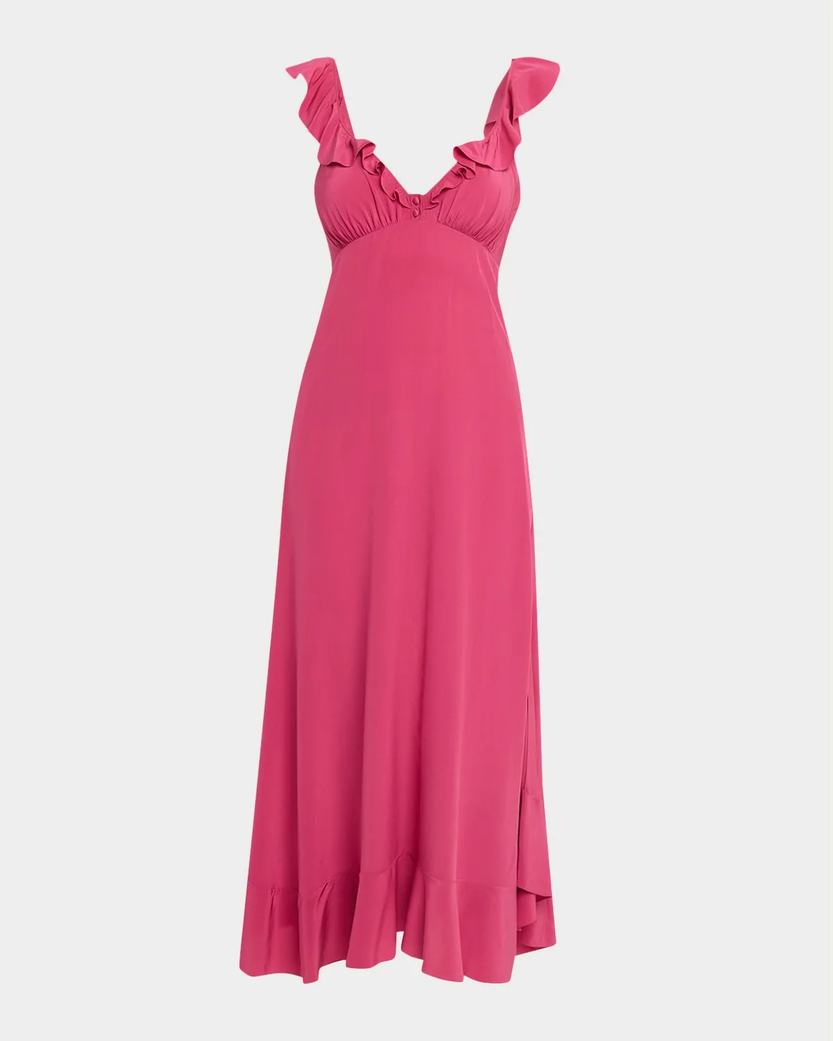Ruffle V-Neck Empire Midi Dress