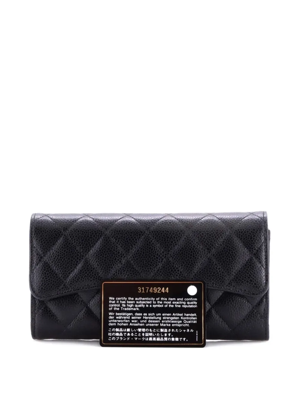 CC Gusset Classic Flap Wallet Quilted Caviar Long small wallets - by CHANEL Pre-Owned
