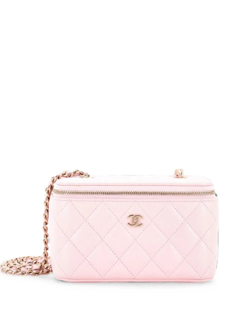 Classic Vanity Case with Chain Quilted Caviar Small Crossbody Bag