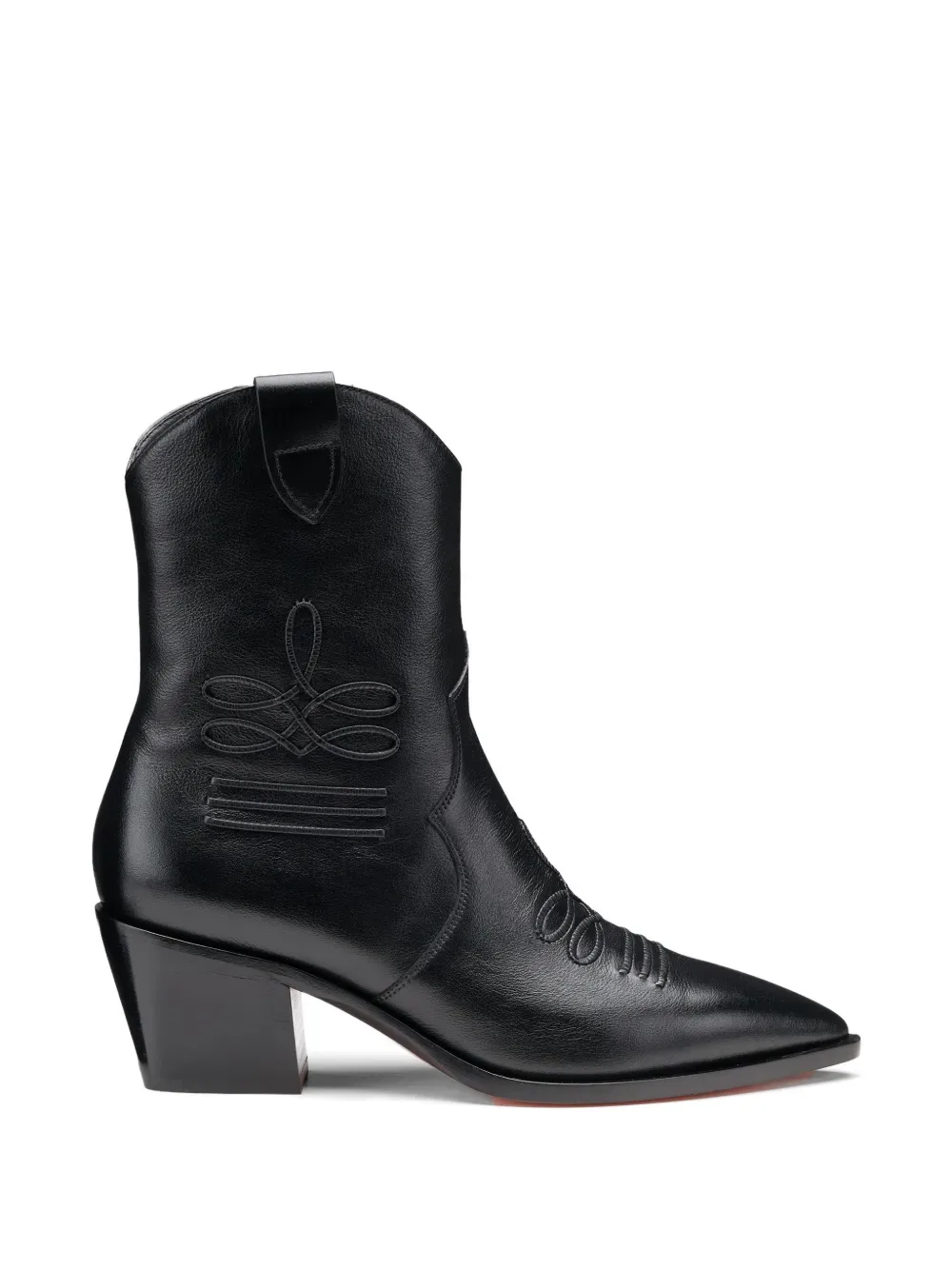 embroidered leather ankle boot -