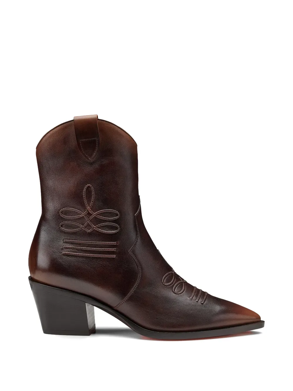 embroidered leather ankle boot -