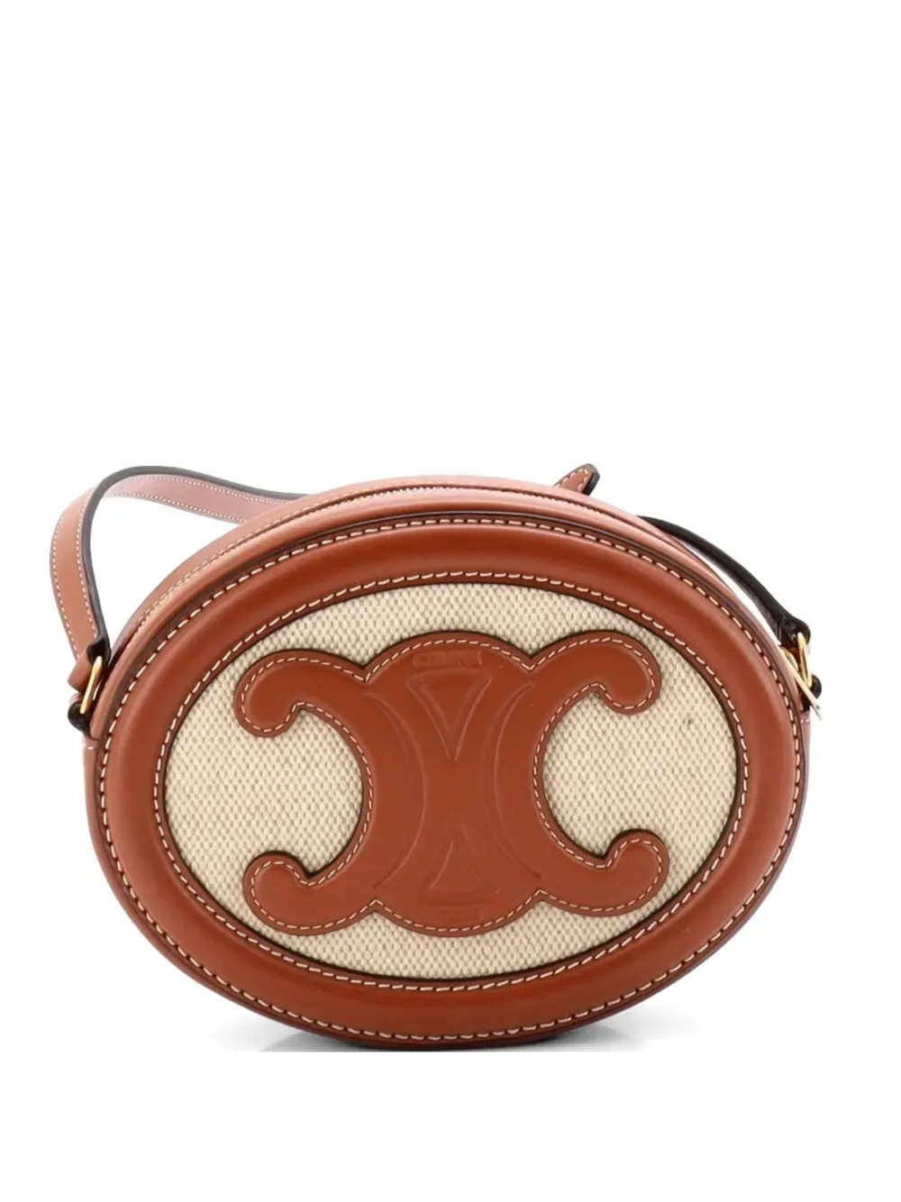 Triomphe Oval Canvas and Leather crossbody bag -