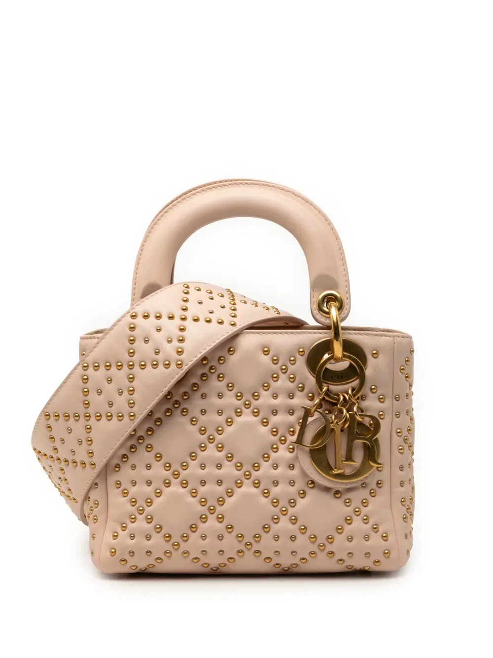 2017 Mini Lambskin Cannage Studded Supple Lady Dior satchel -