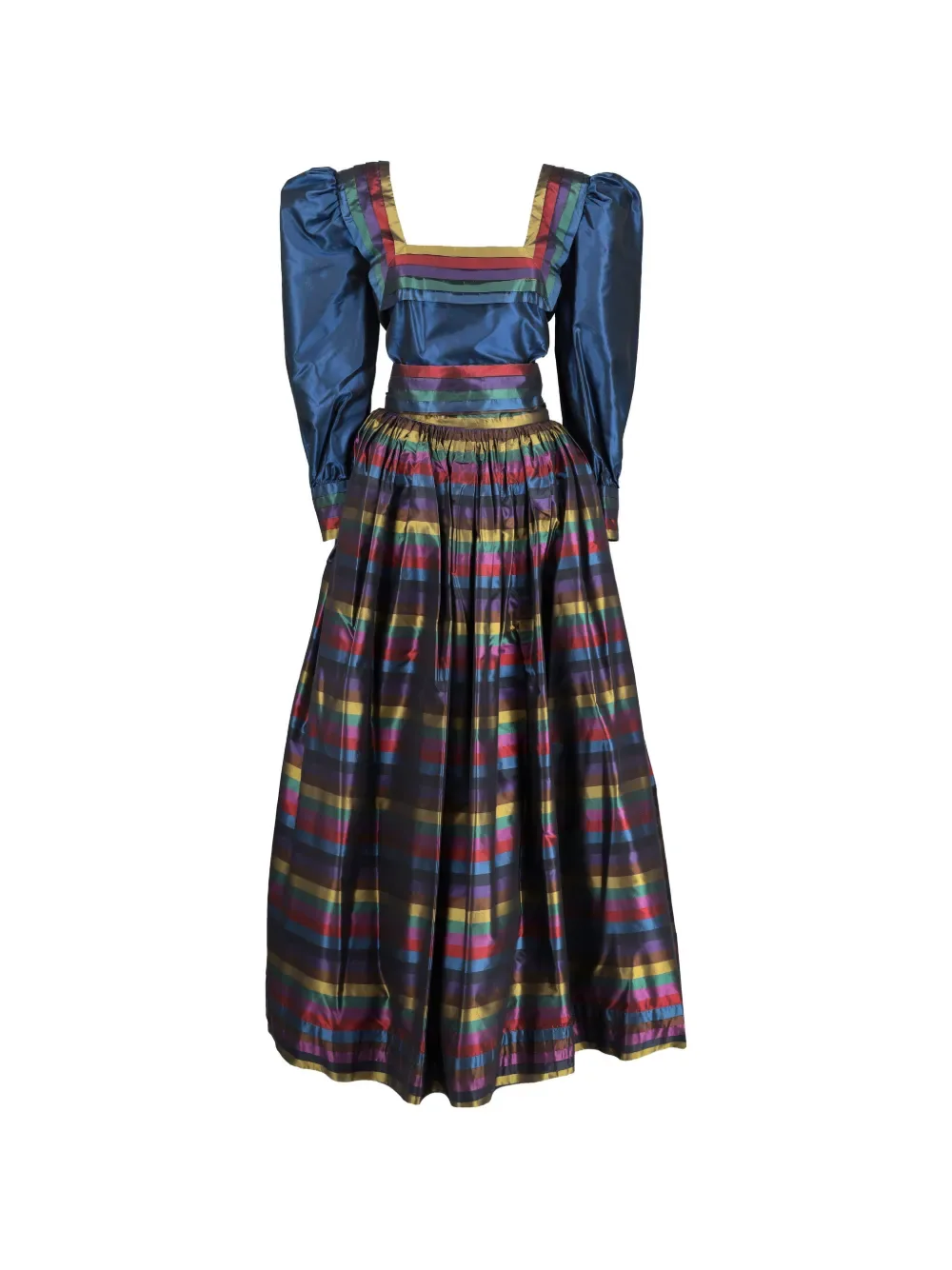 square neck striped dress - by Vintage