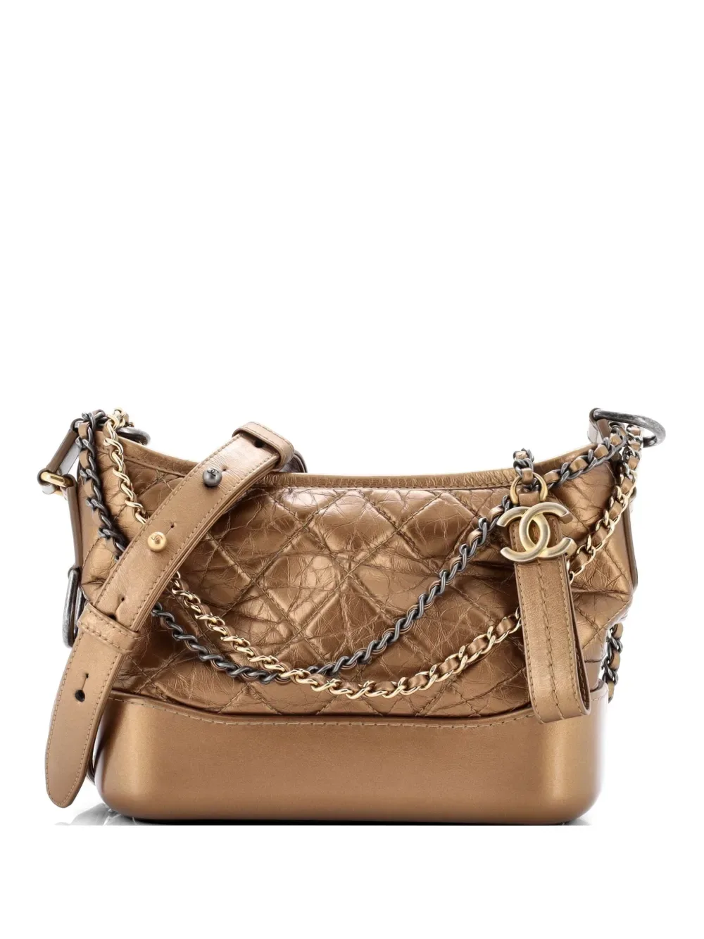 Gabrielle Quilted Metallic Aged Calfskin Small hobo bag -