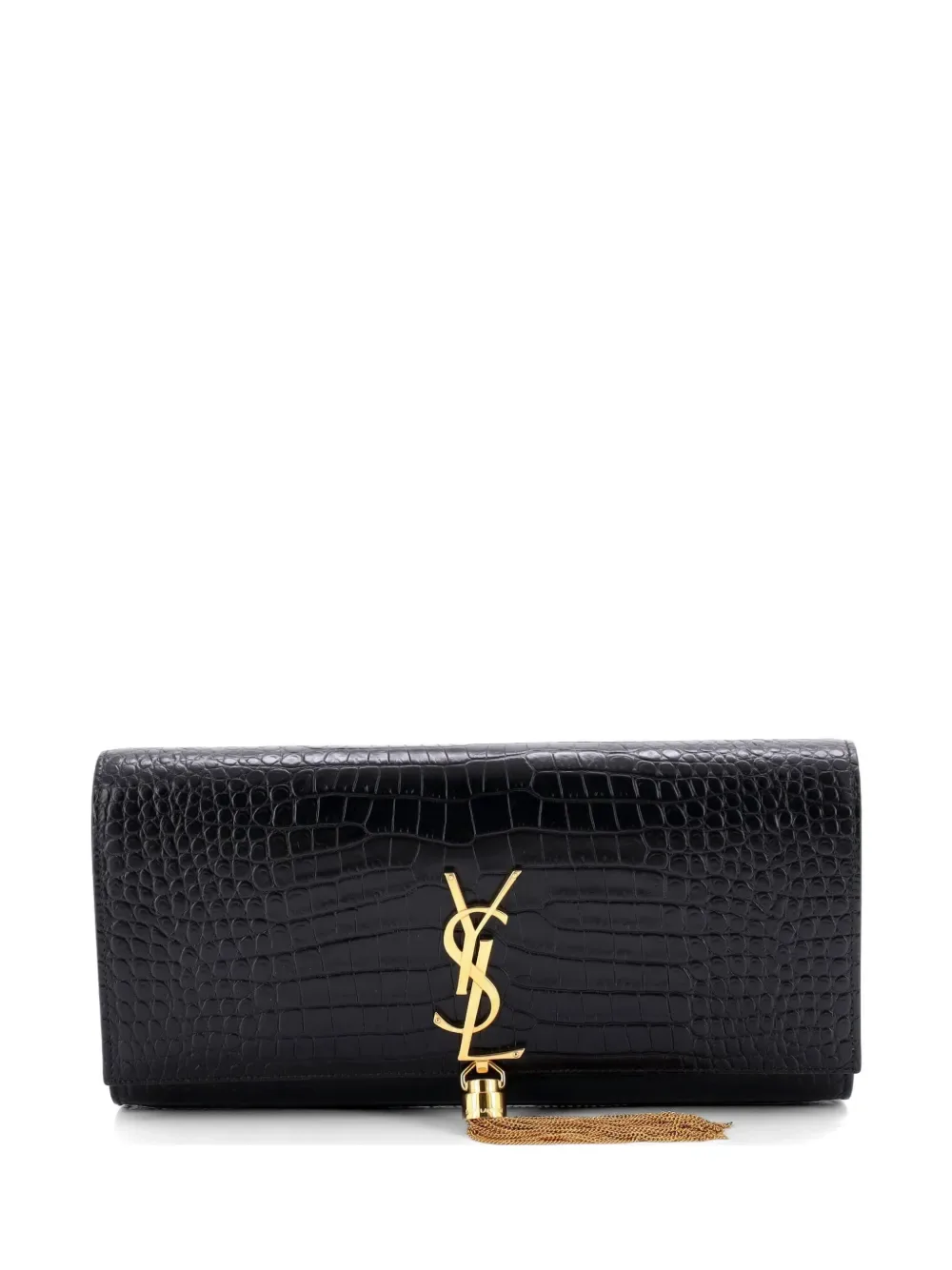 Classic Monogram Tassel Crocodile Embossed Leather Long clutch bag -