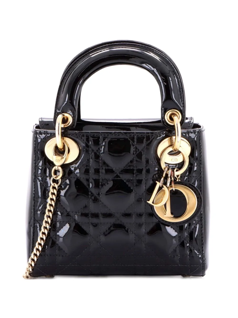 Lady Dior Chain Bag Cannage Quilt Patent Mini Satchel