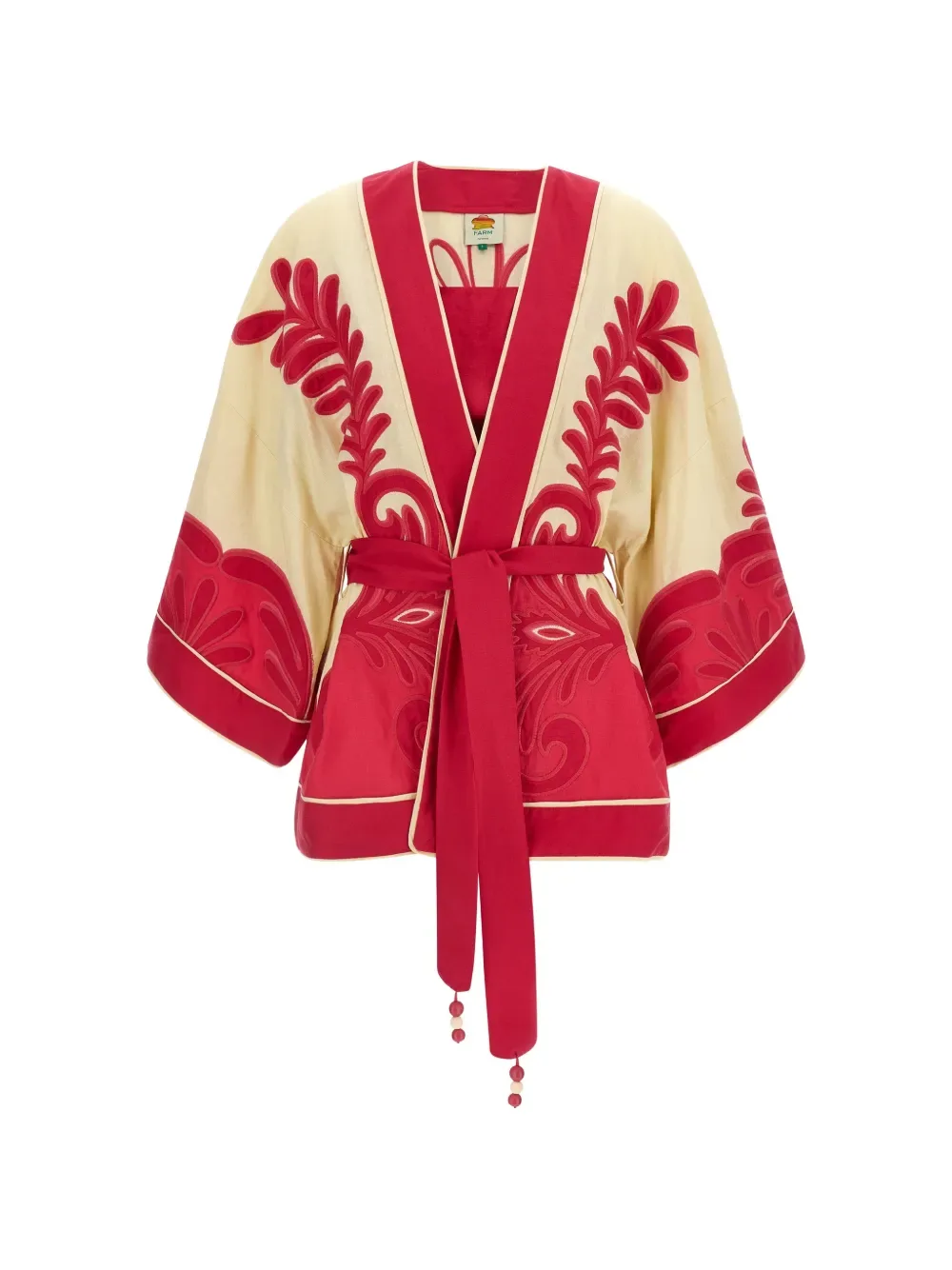 floral-embroidered linen kimono - by FARM Rio