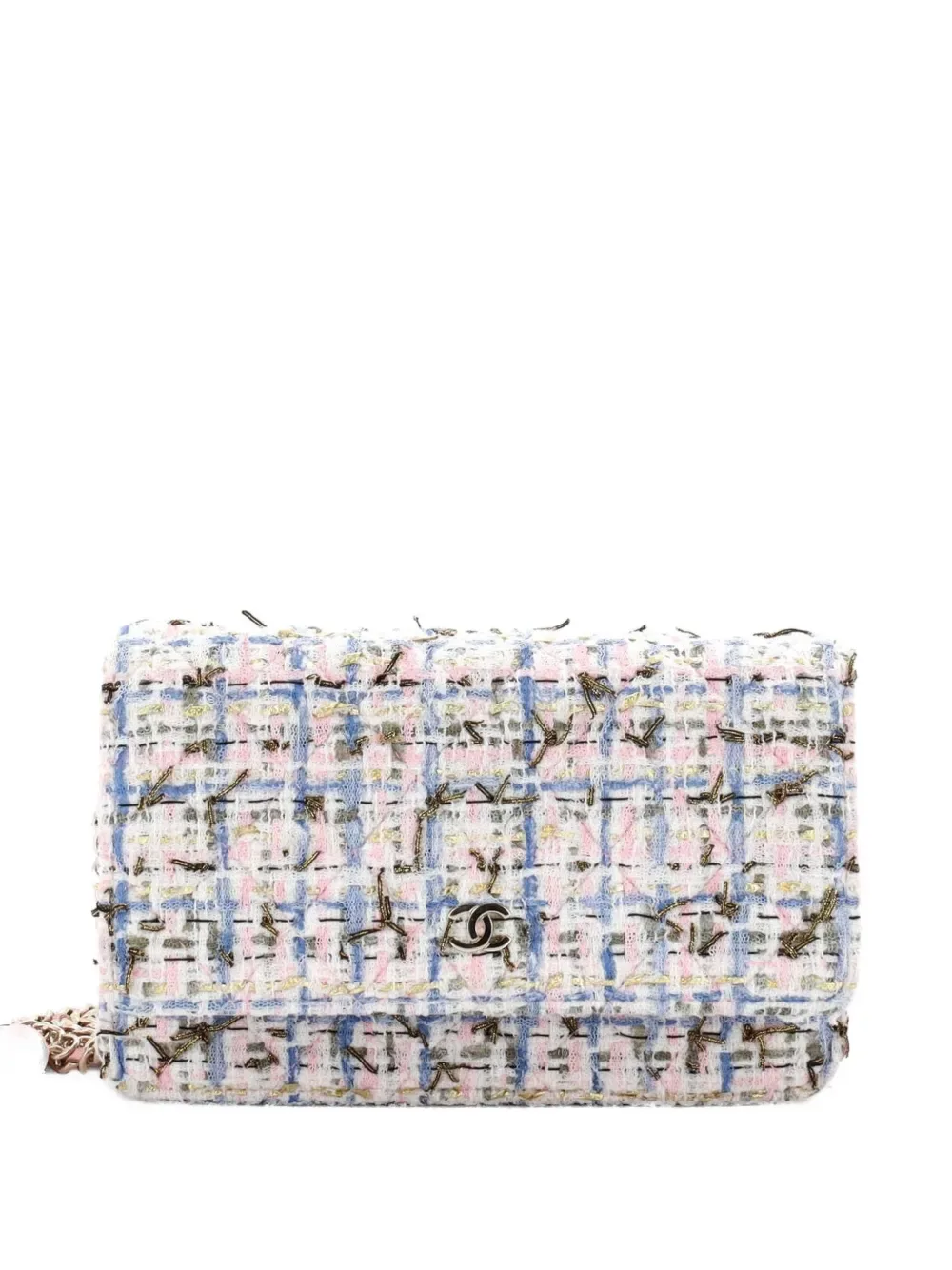 Charms Wallet on Chain Quilted Tweed crossbody bag -
